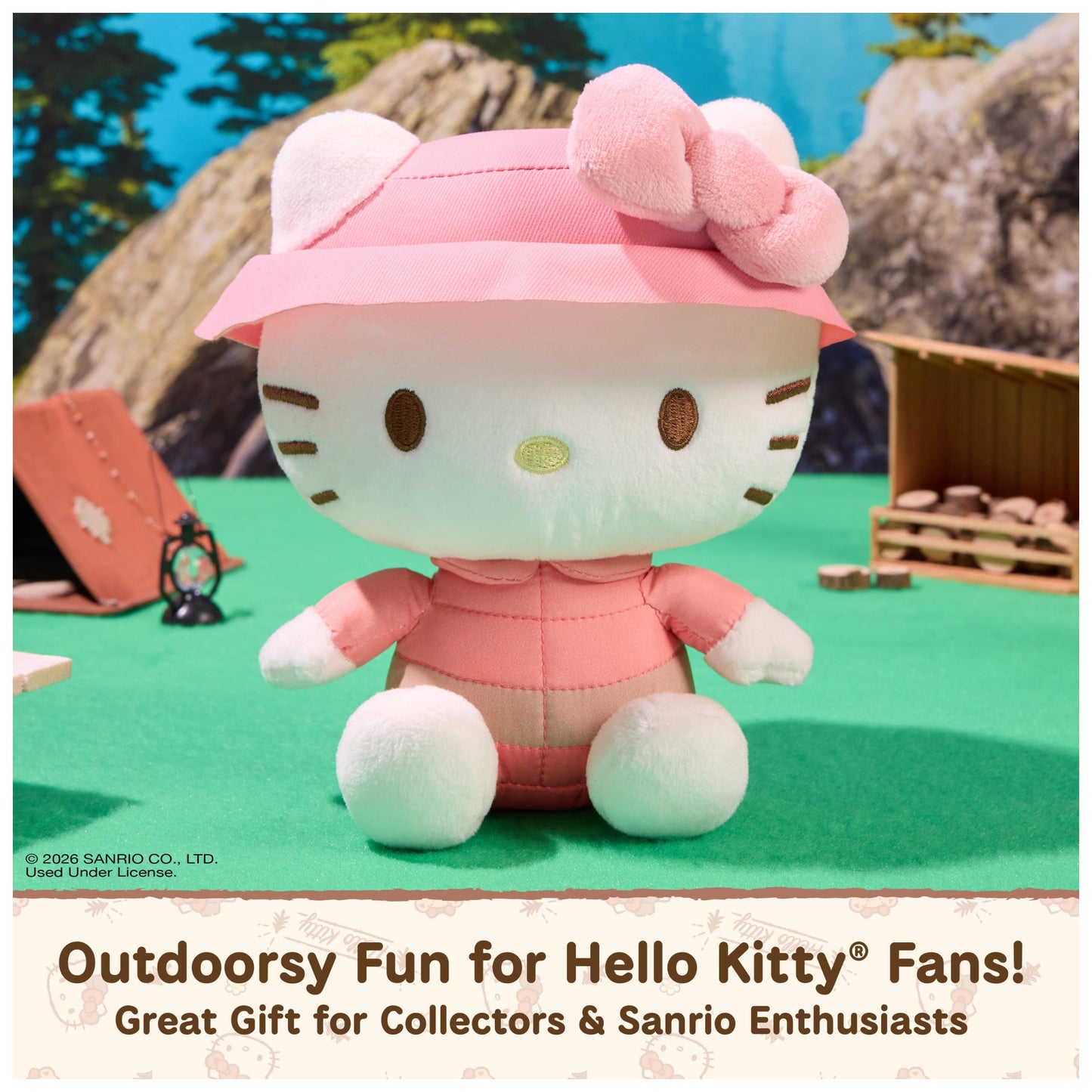 GUND Sanrio Hello Kitty 6-Inch Plush Toy with Camping Outfit for Ages 1+