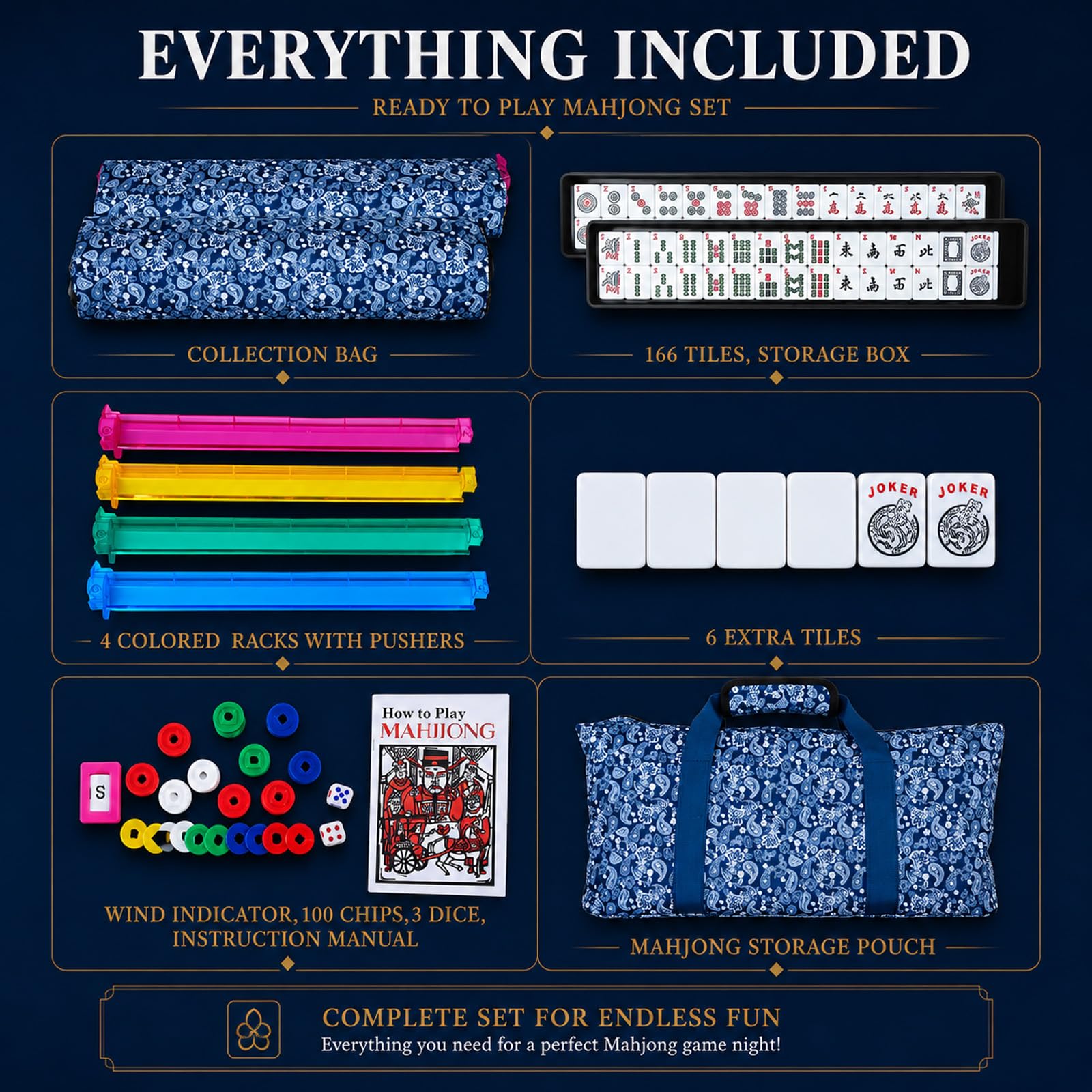 ASONA American Mahjong Tiles Set with Racks