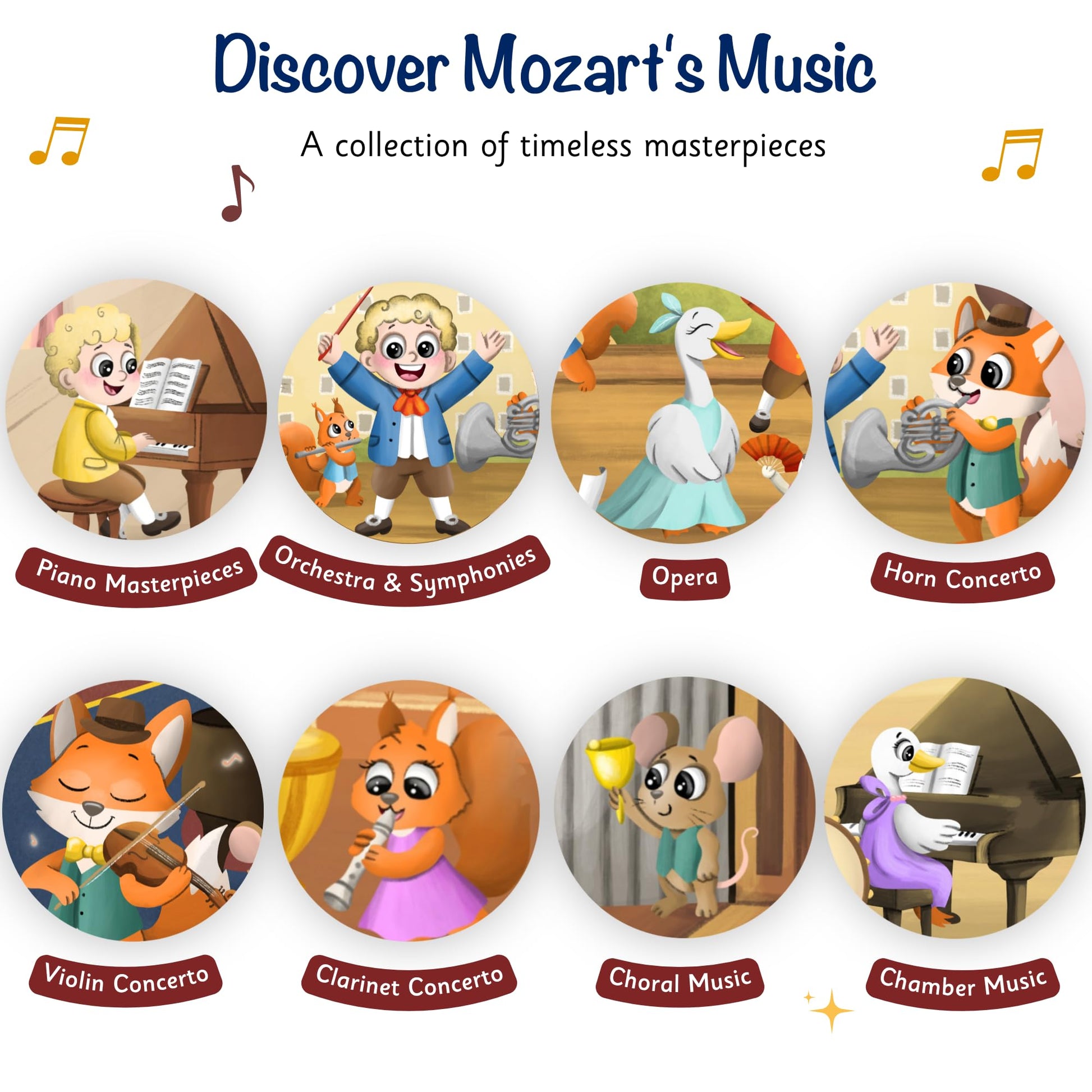 LITTLE MAESTRO Discover Mozart - 28 Timeless Masterpieces, Musical Books for Toddlers, 28-Button Music Book, Musical Toys for Toddlers 1-3