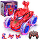 Quapify Remote Control Car, Boys Toys Age 4-6 6-8 8-12 360° Rotating 2.4GHz Fast Stunt RC Cars with Cool Lights Music 4WD Off Road RC Crawlers