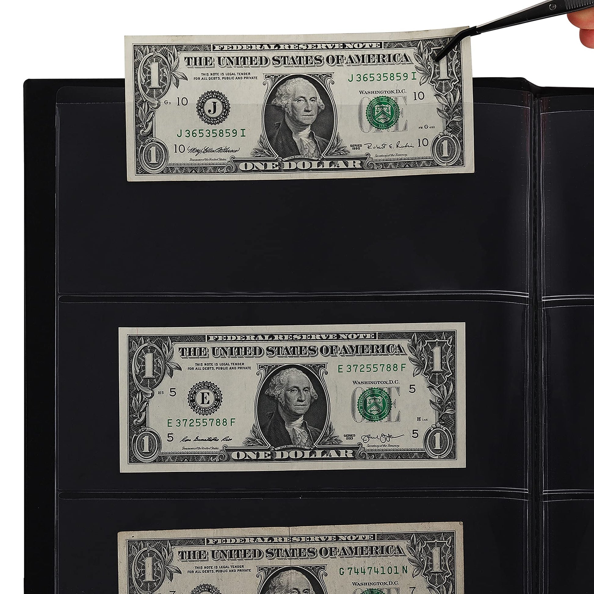 60 Pockets Currency Album - Banknotes Collecting Holder Leatherette Hard Cover Storage Book with Protective Case for Paper Folding Money Dollars Bills