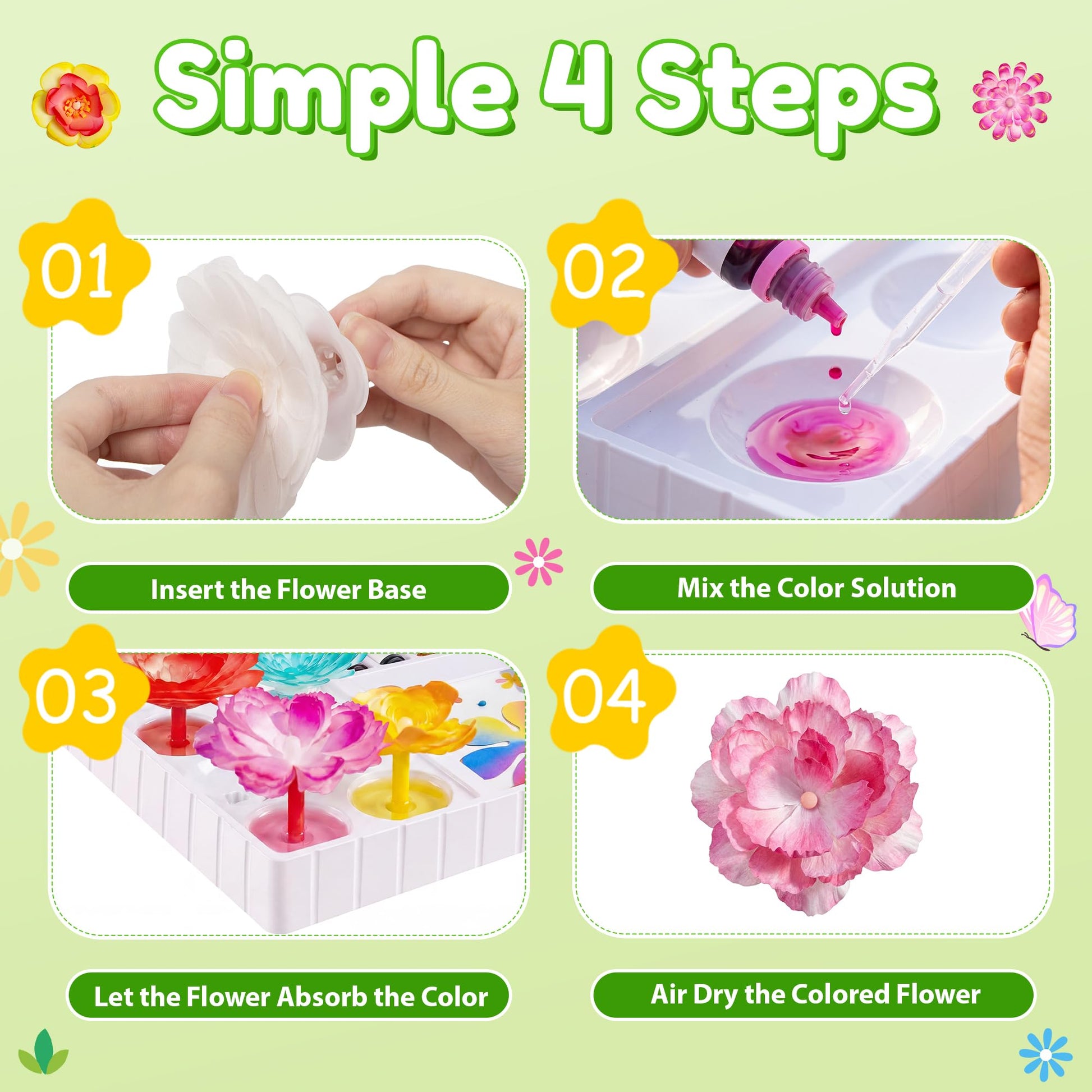 Kiditos Magic Flower Craft Kit for Girls, DIY Color Changing Flower Bouquet Craft & Science Kit, Arts & Crafts STEM Toy, Creative Birthday Gift