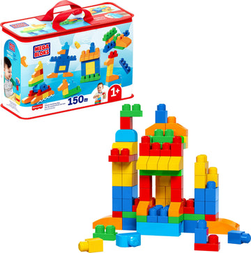 MEGA BLOKS First Builders Deluxe Building Bag Toddler Block Toys Set, Red