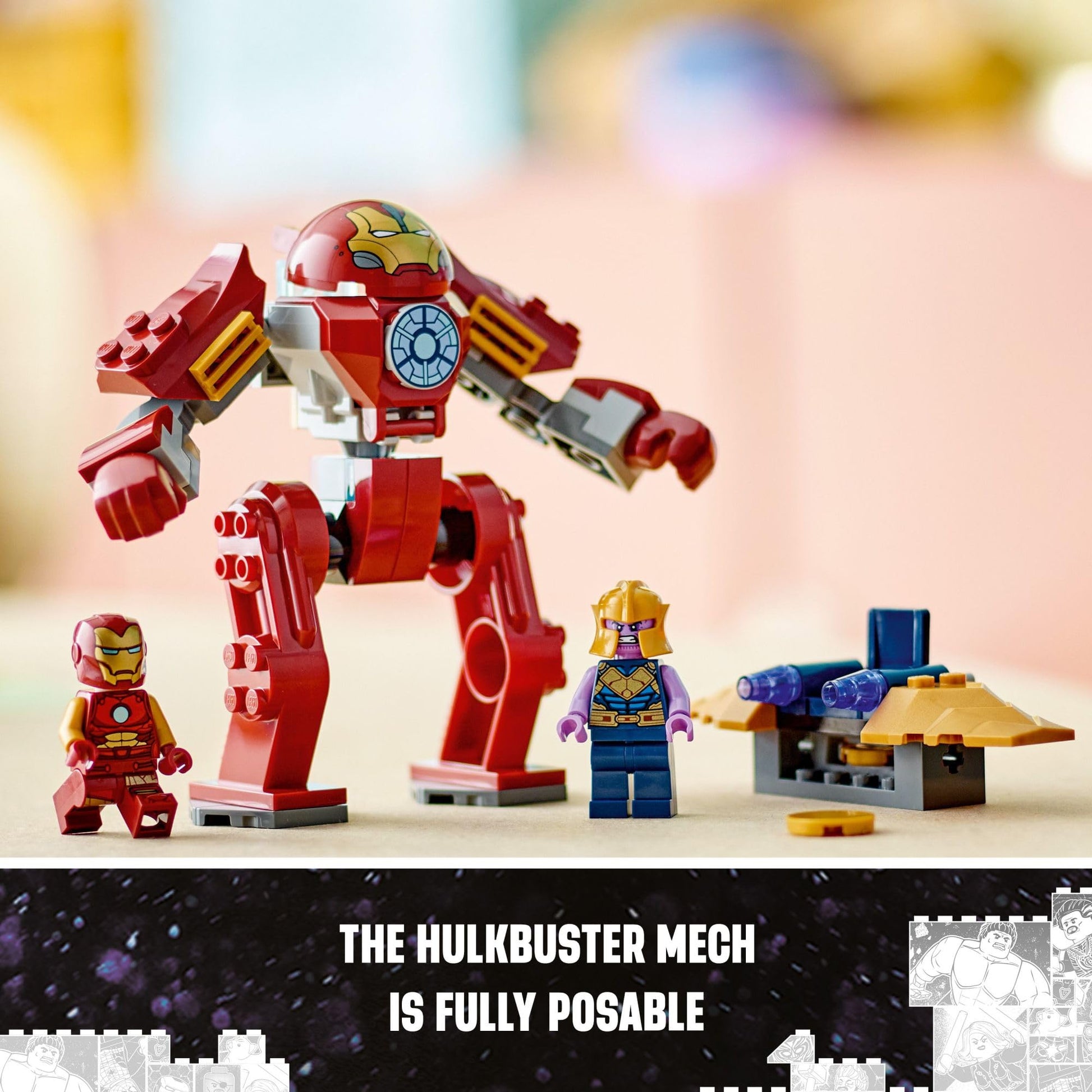 LEGO Marvel Iron Man Hulkbuster vs. Thanos 76263 Building Toy Set with Thanos and Iron Man Figures, Hulkbuster Toy with Posable Mech for Super Hero