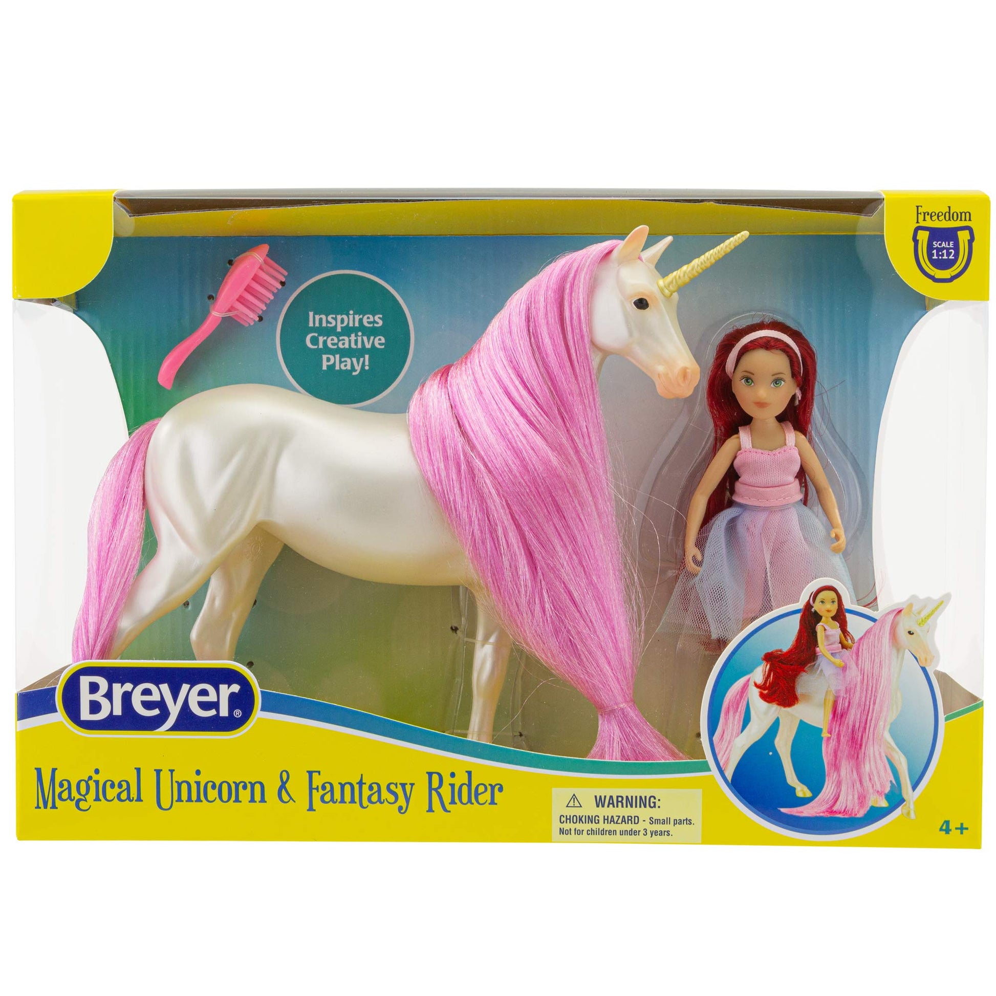 Breyer Horses Freedom Series Unicorn and Rider Set | Sky & Meadow | Fantasy Horse and Rider Set | Horse Toy | 9.75" x 7" | 1:12 Scale | Model #61147