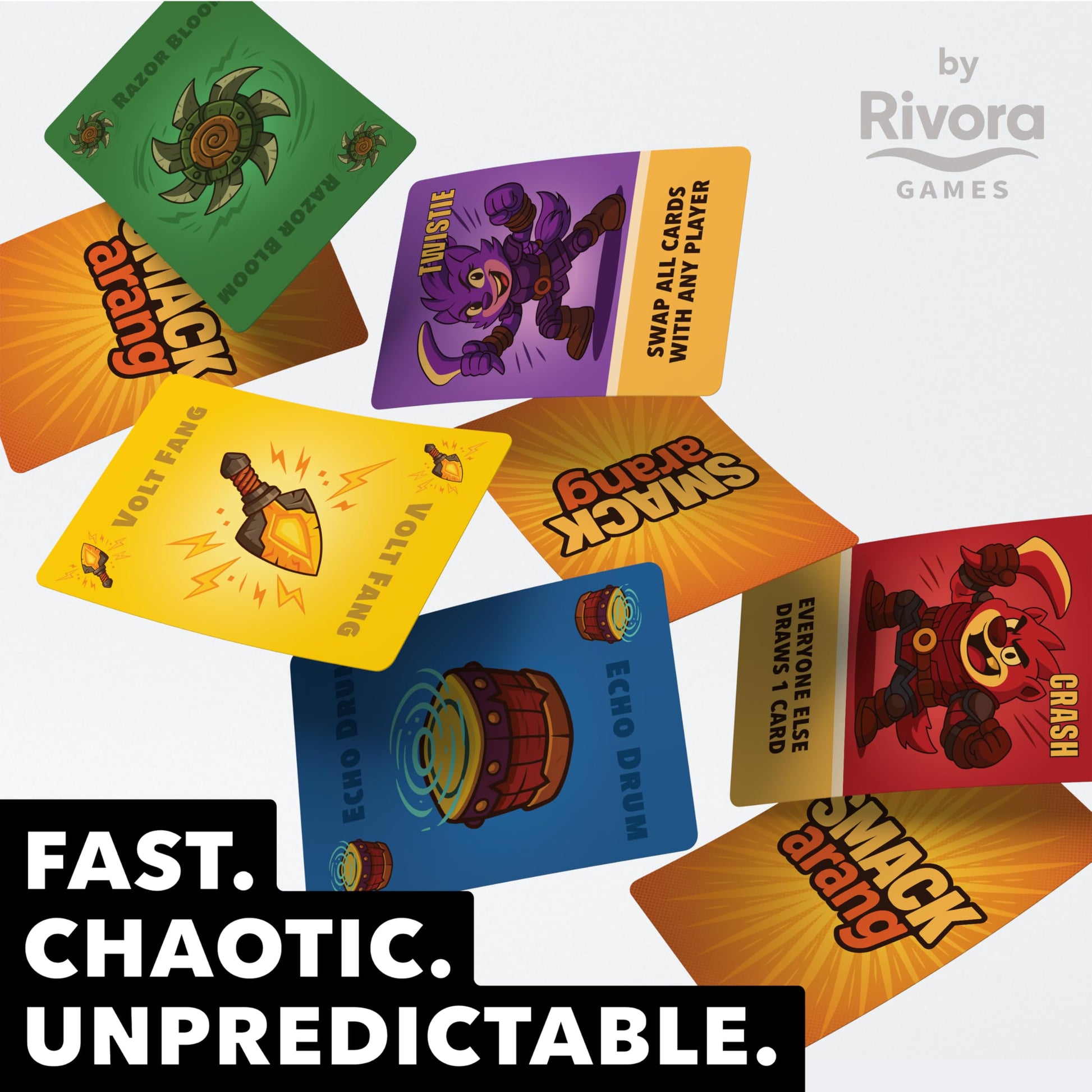 Rivora Games SMACKarang Card Game - Fast-Paced Family & Party Game for Kids 8+, Teens & Adults - 3-6 Players - Color-Matching Action with Unique