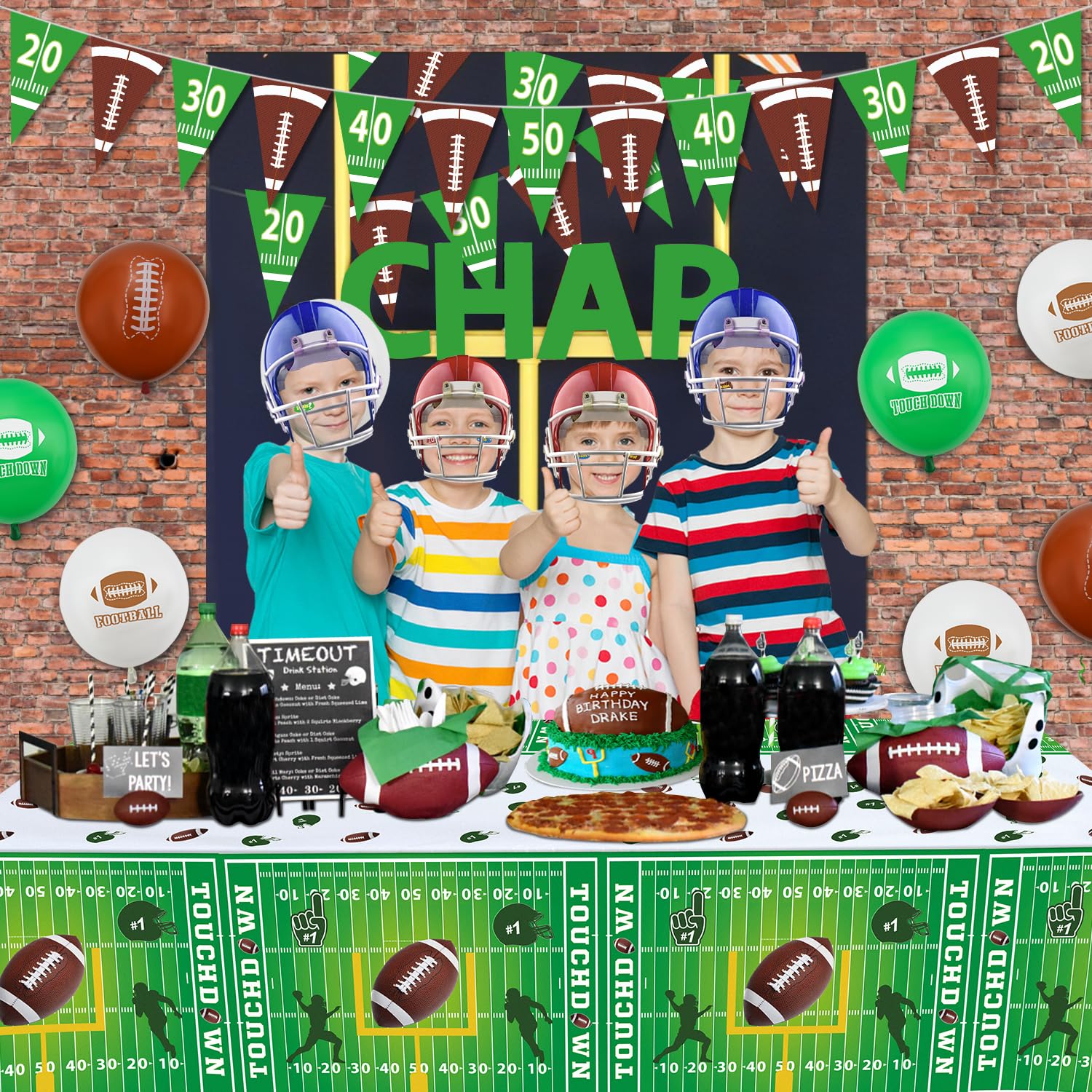 Dvaorc 4 Pack Football Table Covers - 51x86 Inch Football Tablecloths - Birthday Party Theme