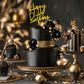 75 PCS Black and Gold Balls Cake Toppers Happy Birthday Insert Card