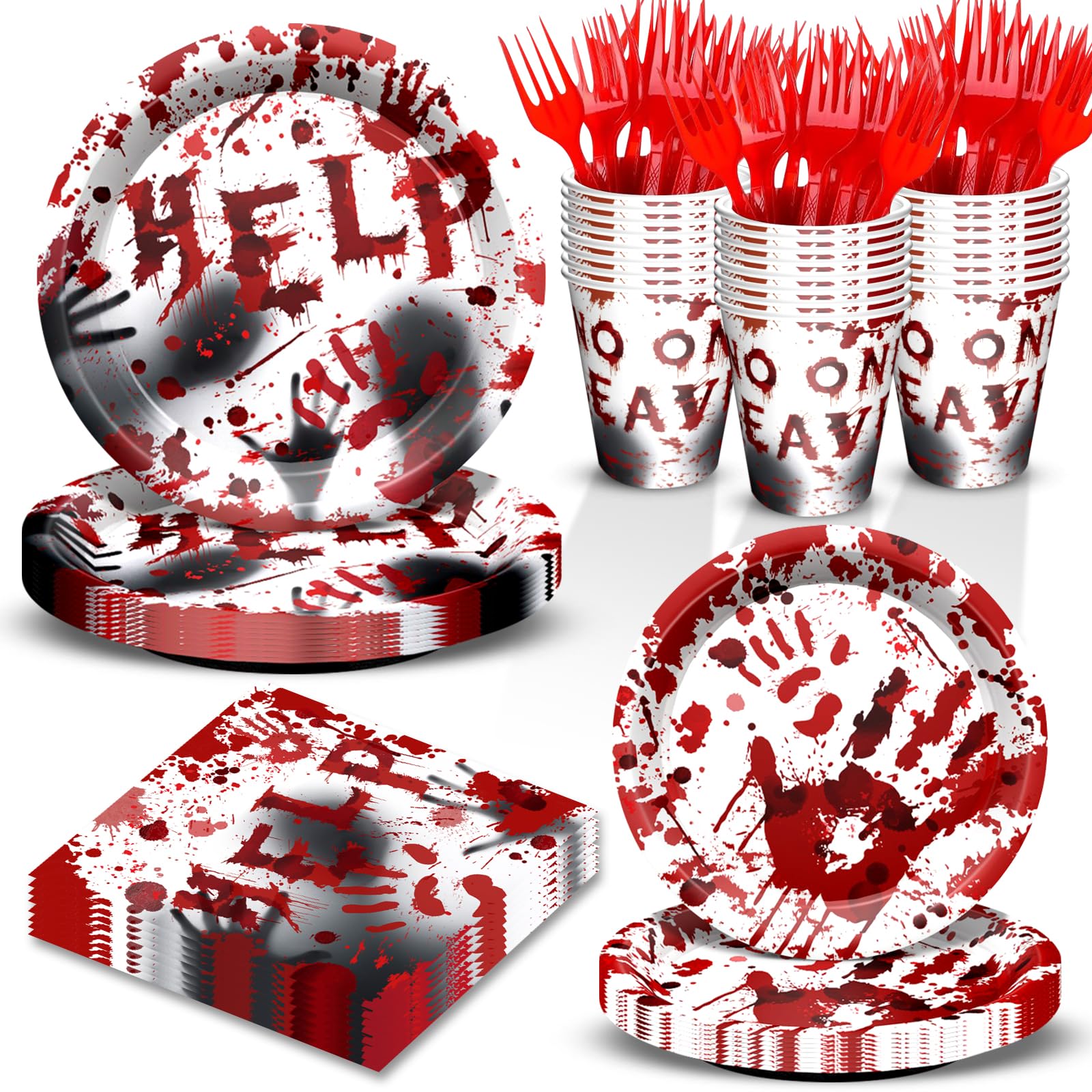 Halloween Bloody Party Plates Supplies Tableware Bloody Plates and Npkins