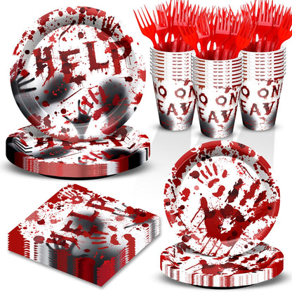 Halloween Bloody Party Plates Supplies Tableware Bloody Plates and Npkins