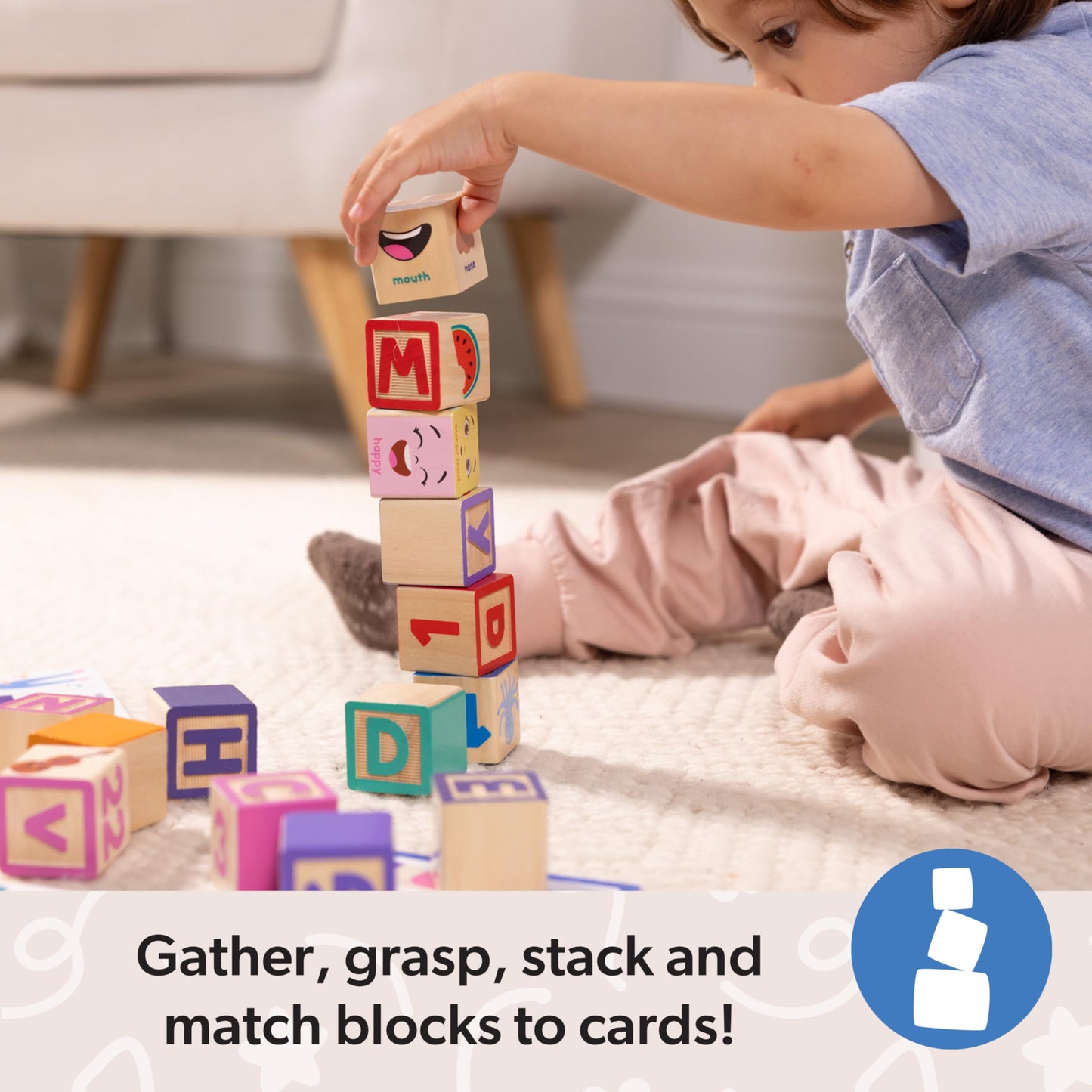 Melissa & Doug Ms. Rachel Letter, Number, and Game Wooden Learning Blocks with Activity Cards for Girls and Boys Toddlers Ages 18 Months+ - FSC