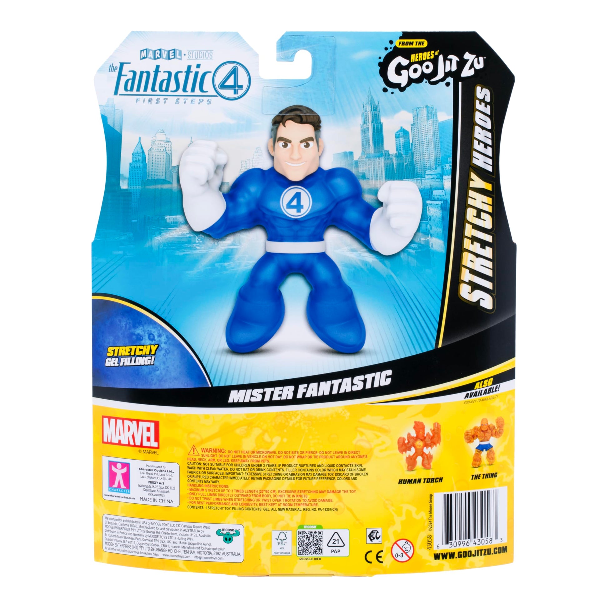 Heroes of Goo Jit Zu Marvel Studios The Fantastic 4 First Steps, Mister Fantastic Stretchy, Goo Filled 4.5" / 11.4 CM Action Figure, with Unique Gel