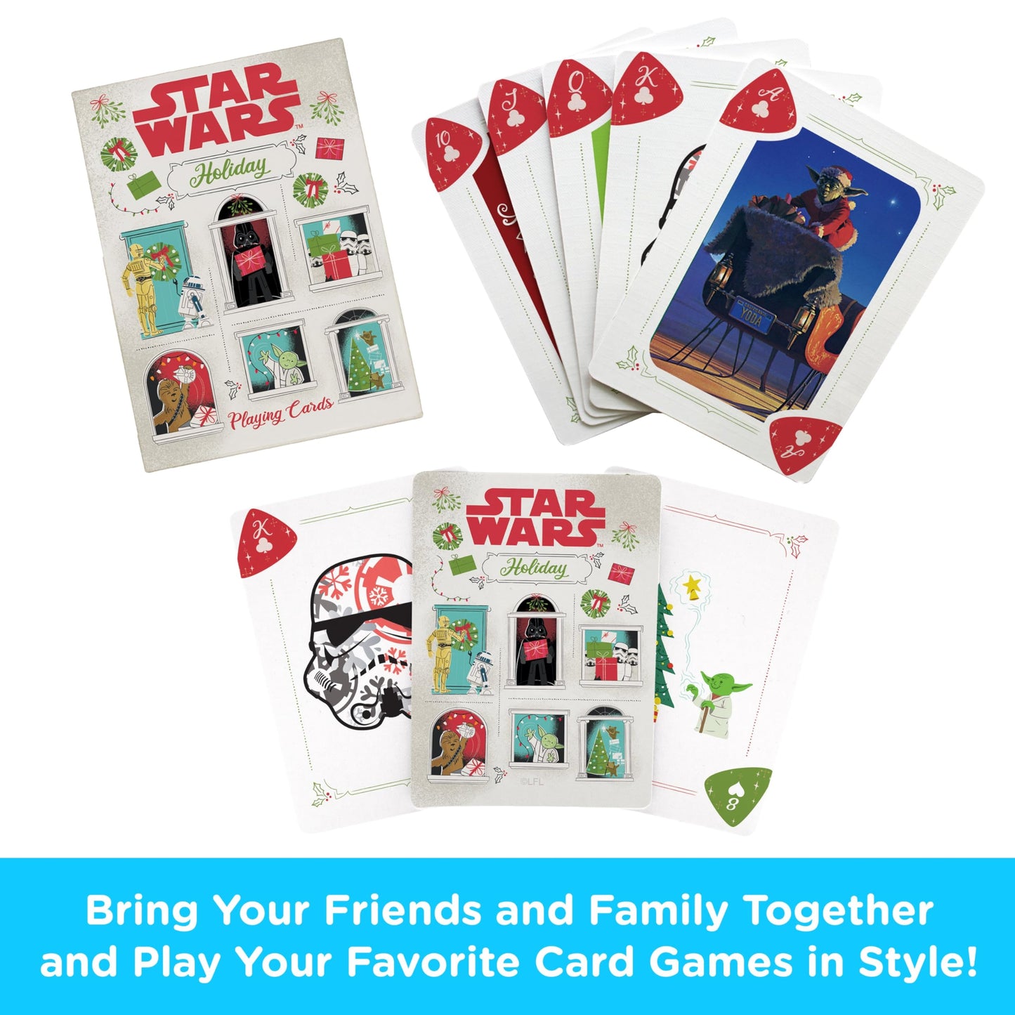 AQUARIUS Star Wars Playing Cards - Christmas Themed Deck of Cards for Your Favorite Card Games - Officially Licensed Star Wars Merchandise