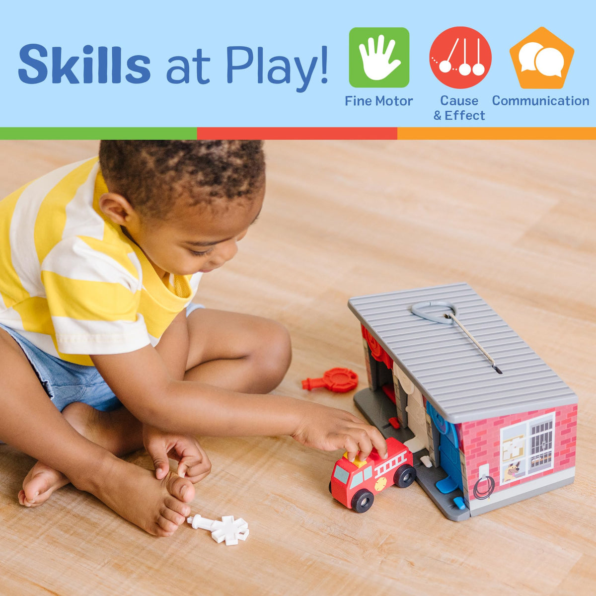 Melissa & Doug Keys and Cars Rescue Garage Wooden Toy Vehicles Set