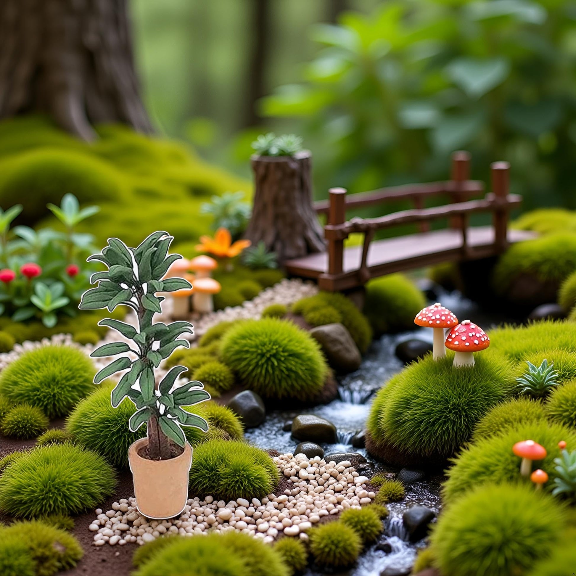 Green Cute Dollhouse Flower Bonsai 1:12 Mini Dollhouse Miniature Green Plant in Pot Micro Landscape DIY Craft Garden