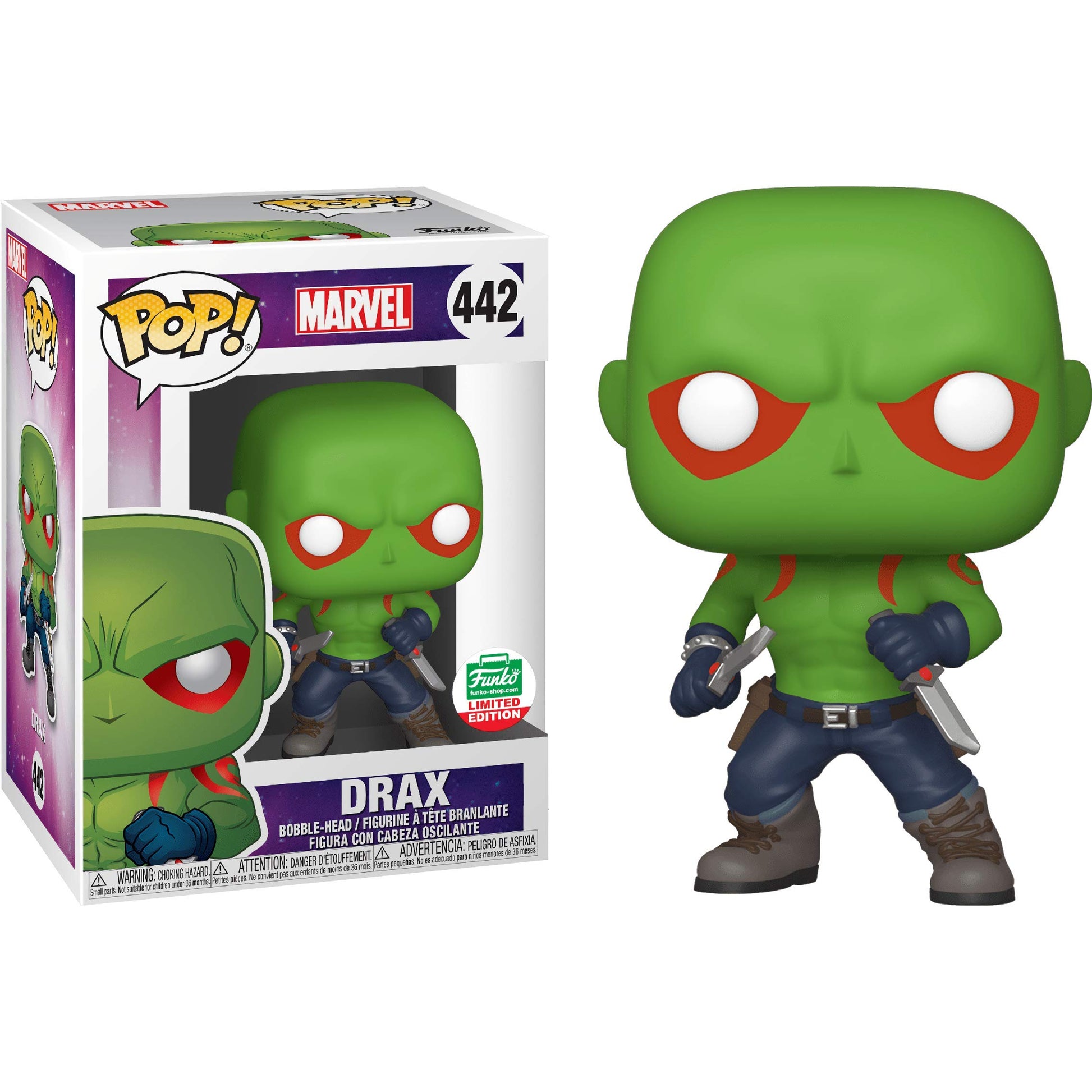 Drax (Fun ko-Shop Exc): Fun ko P o p ! Vinyl Figurine Bundle with 1 Compatible 'ToysDiva' Graphic Protector (442-40167 - B)