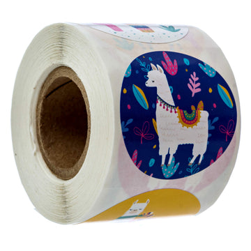 Llama Party Stickers / 250 Festive Desert Event Decals / 1.5" Vibrant Animal Round Envelope Seals / 6 Colorful Alpaca Designs/Made in The USA