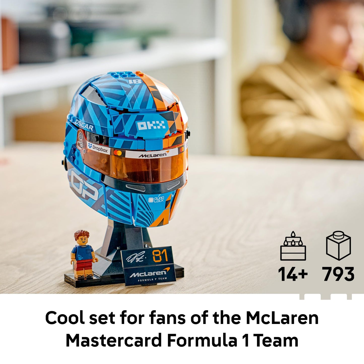 LEGO Editions McLaren MasterCard F1 Team Oscar Piastri Helmet - Building Set for Teens, Ages 14+ - F1 Bedroom, Office or Shelf Decor for Fans - Gift