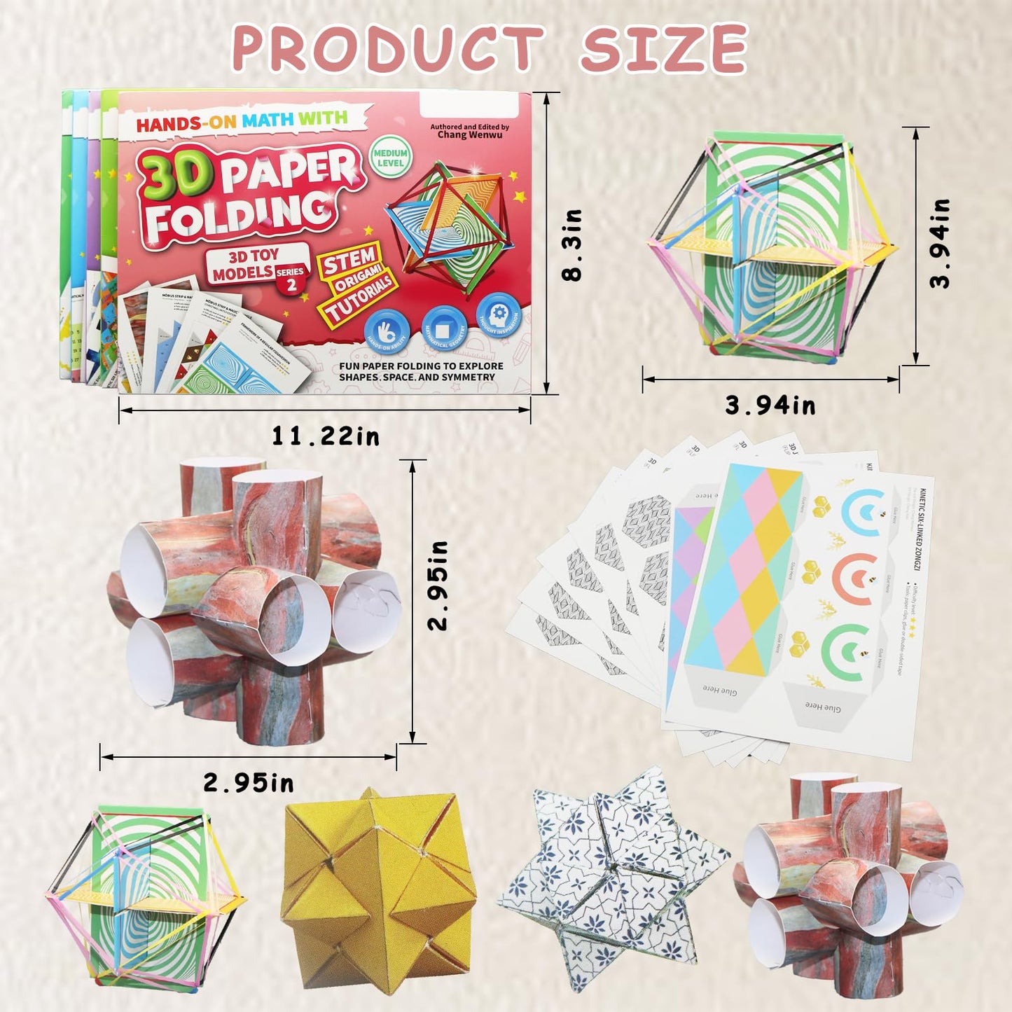 Foraineleyo 3D Paper Folding STEM Kit - Hands-On Math & Geometry Toy Set with 5 Origami Models, Step-by-Step Tutorials & Video Guides for Kids Ages