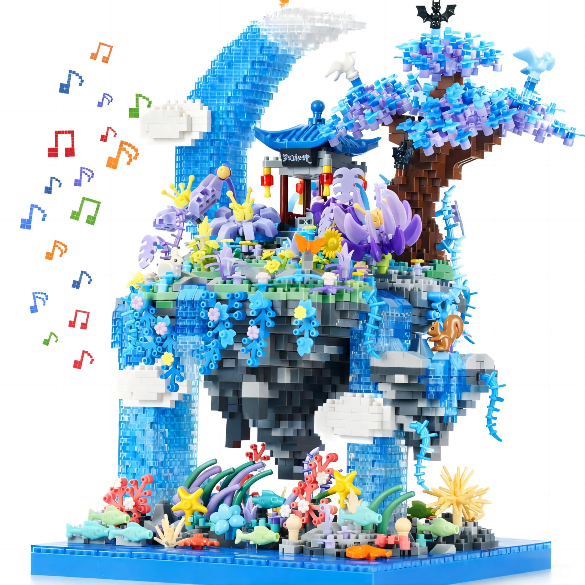 ConLinktion Cherry Blossom Tree Building Set with Gift Box, Ocean World Aquarium Building Lights Building Kit 2769Pcs, Ideas Gift Building Toy