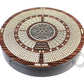 House of Cribbage - 10" Round Shape 4 Tracks Continuous Cribbage Board - Rosewood/Maple - Push Drawer with Score Marking Fields for Skunks, Corners