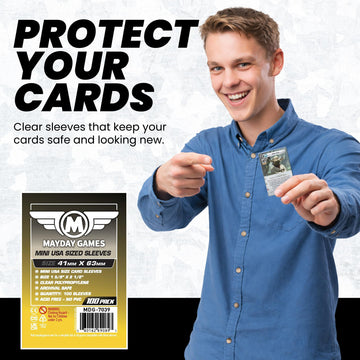 MayDay Games Mini USA Card Sleeves 41x63mm - Clear Polypropylene, 40 Micron, 400 Standard Board Game Card Sleeves- MDG-7039