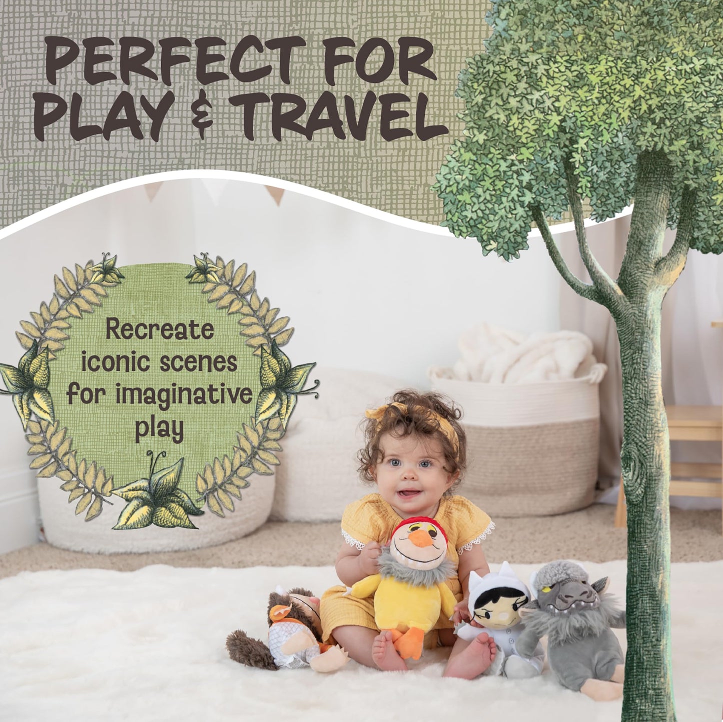Kids Preferred Where The Wild Things are 4 Piece Plush Set - Max, Moishe, Tzippy, and Bernard Stuffed Animals, Crinkle Feet and Bean Filled Bottom.