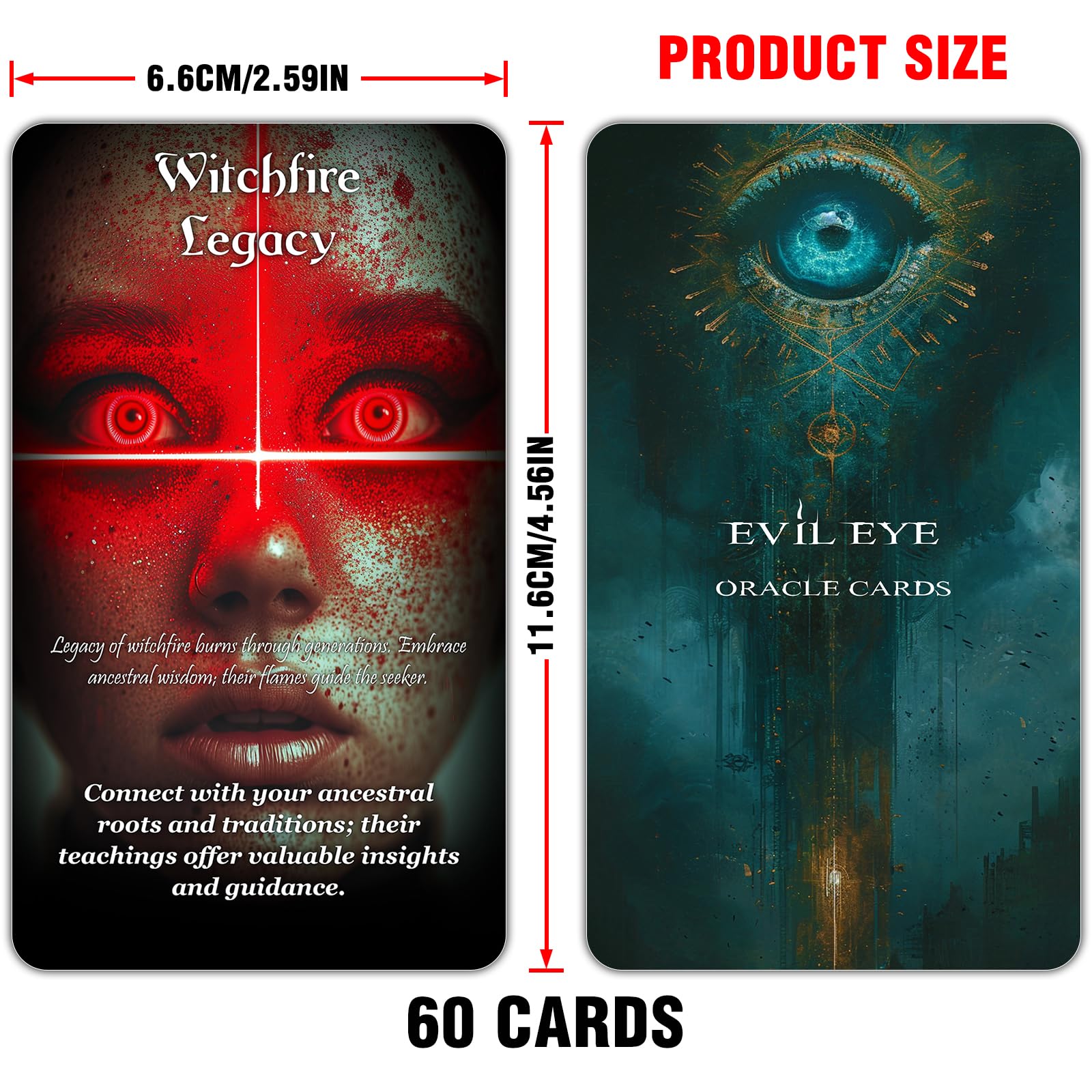 ZZBUY Evil Eye Oracle Cards, 60 Oracle Deck with Meanings on Them for Beginner Insight and Discovery, Haters Exposed, Eyewitness Exposed (Green)