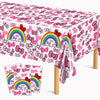 3Pcs Pink Bow tie Happy Birthday Decorations, Cartoon Cat Birthday Party Tablecloth, Disposable Rectangle Table Cover for Girls Party Theme