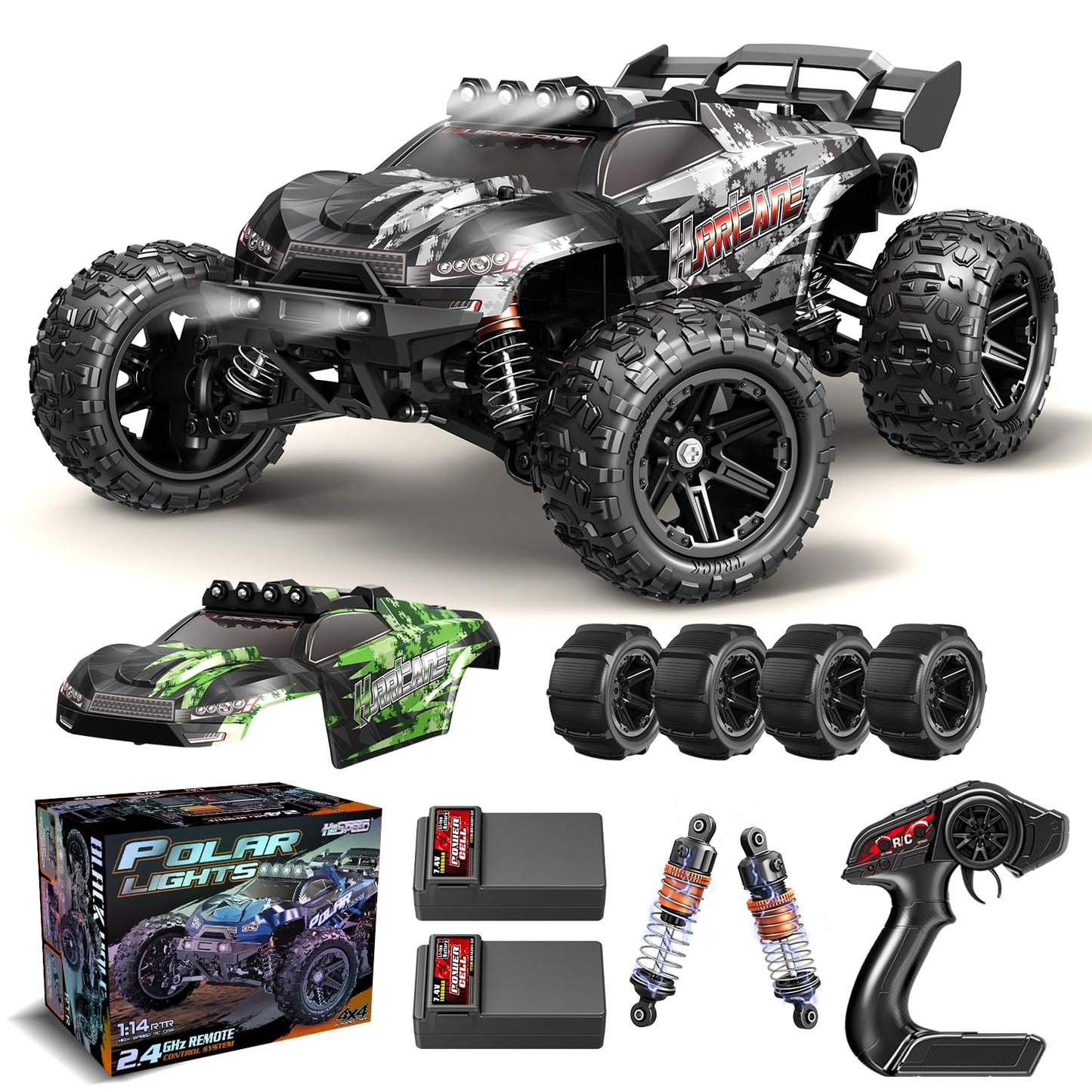 X-TMAGA 1:14 Scale All Terrain RC Cars for Adults & Boys (HS14323), Max Fast 40+ KPH, 4WD Off-Road RC Truck for Snow & Sand & Mud, 4X4 Waterproof