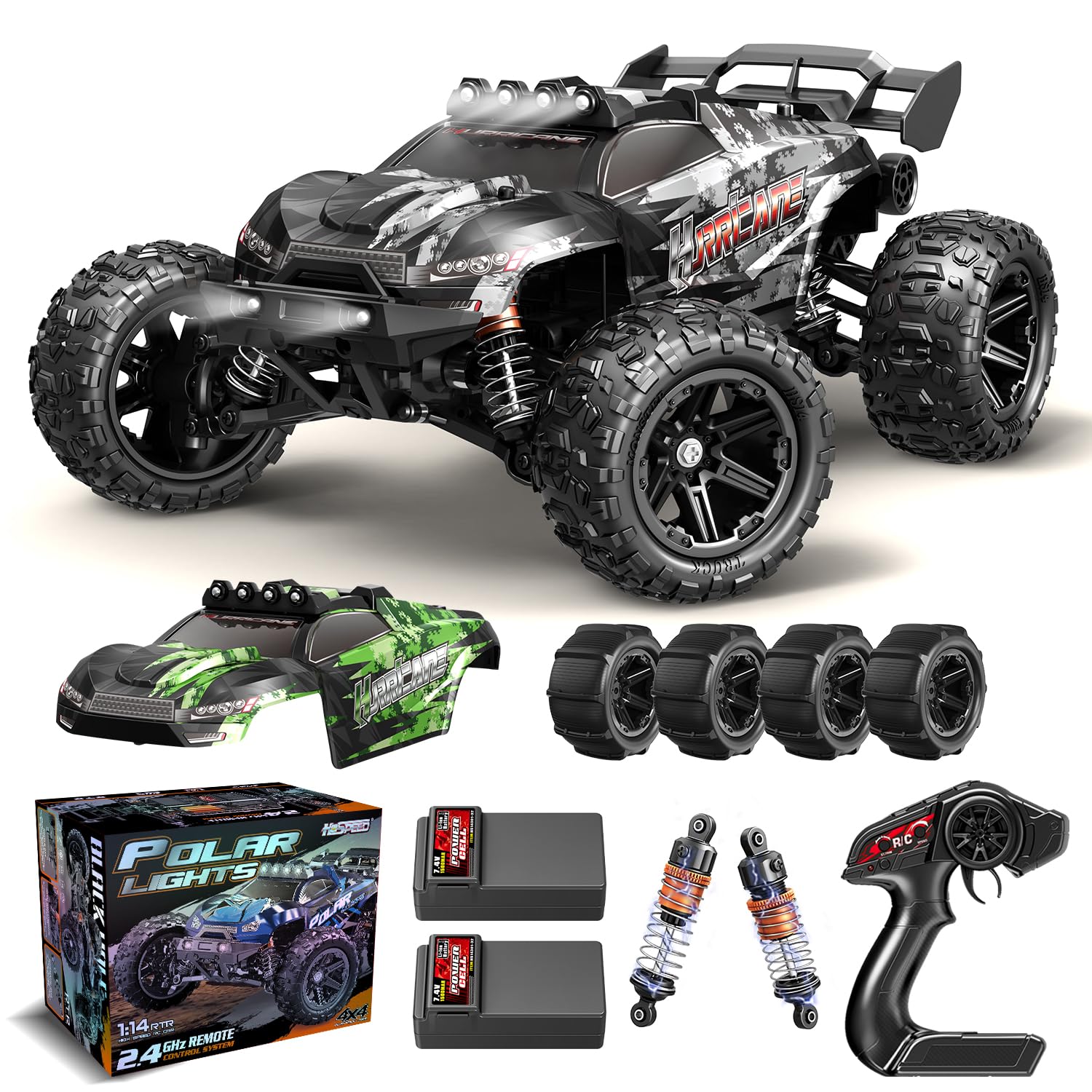 X-TMAGA 1:14 Scale All Terrain RC Cars for Adults & Boys (HS14323), Max Fast 40+ KPH, 4WD Off-Road RC Truck for Snow & Sand & Mud, 4X4 Waterproof