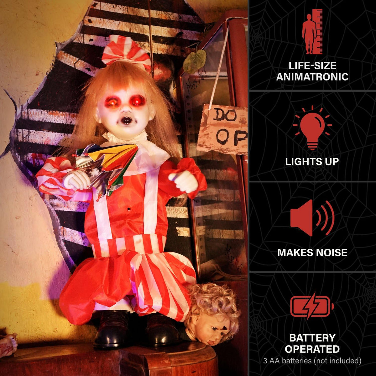 Haunted Hill Farm 3.3-Ft. Girl with Umbrella Halloween Animatronic