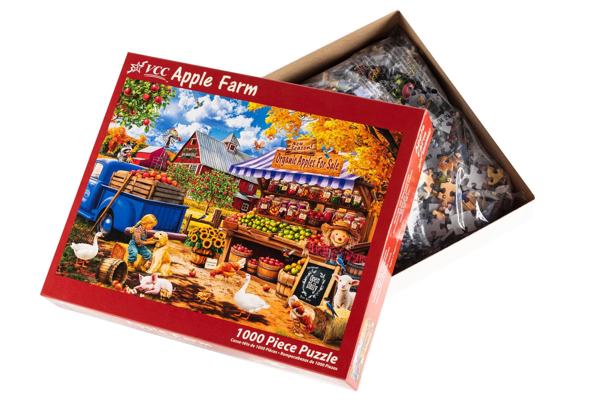 Apple Farm Jigsaw Puzzle 1000 Piece by Vermont Christmas Company - Puzzles for Adults & Families - Fully Interlocking & Randomly Shaped Pieces - 26