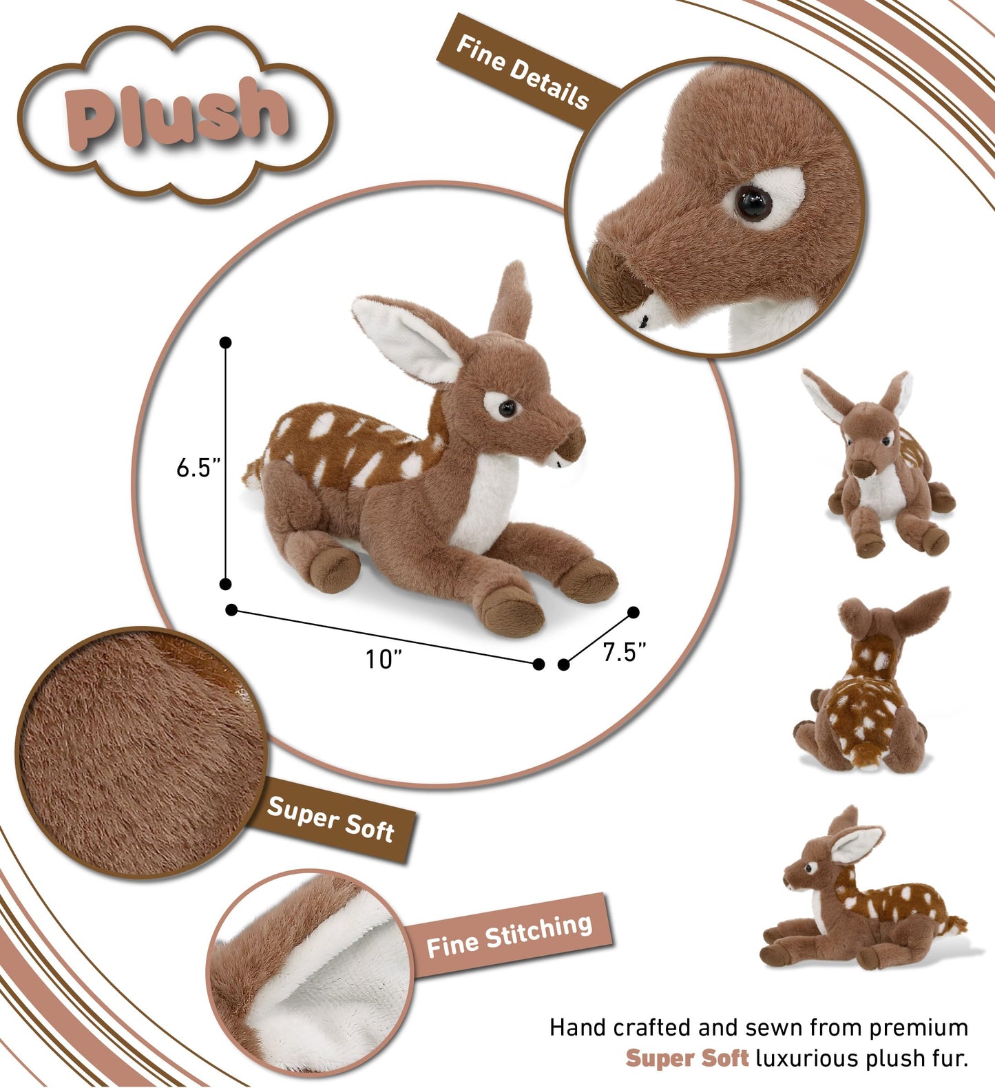 DolliBu Fawn Deer Super Soft Stuffed Animal, Cute Realistic Deer Stuffed Animals for Girls, Boys, Adults Animal Gifts, Kids Nursery Decor for Newborn