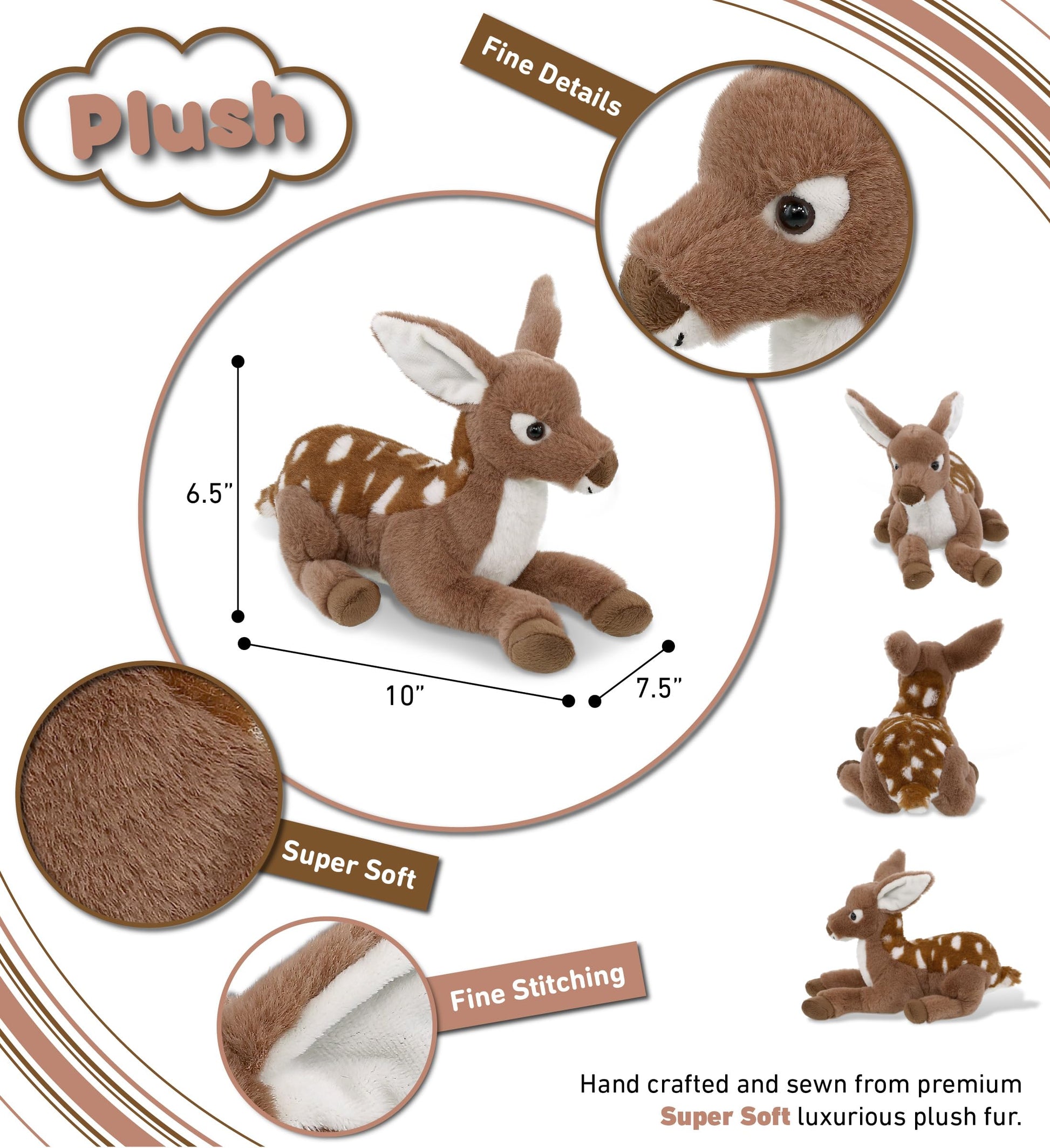 DolliBu Fawn Deer Super Soft Stuffed Animal, Cute Realistic Deer Stuffed Animals for Girls, Boys, Adults Animal Gifts, Kids Nursery Decor for Newborn