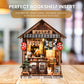 DIY Book Nook Kit for Adults, The Mellow Pub Miniature House Kit, 3D Wooden Puzzle with Touch LED Light, Japanese Style Bookshelf Insert Decor