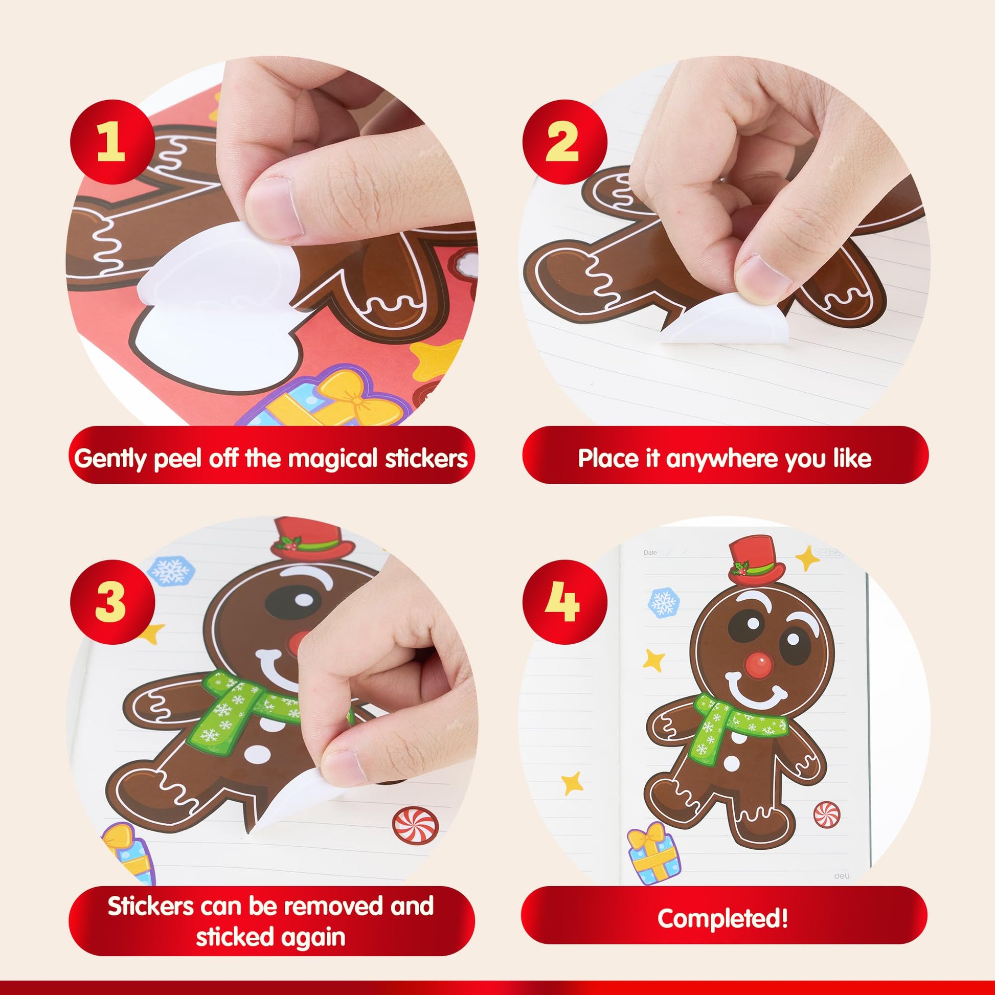 JOYIN 36 Pcs Christmas Make-a-face Sticker Sheets Make Your Own Xmas Characters Sticker with Santa Santa, Gnome, Reindeer, Snowman, for Kids Party