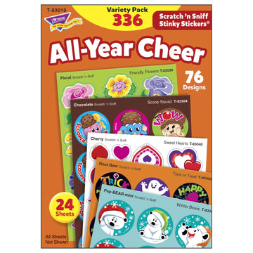 All Year Cheer Stinky Stickers Variety Pack by TREND Enterprises, Inc.; 336 ct.; 70 Designs, 8 scents