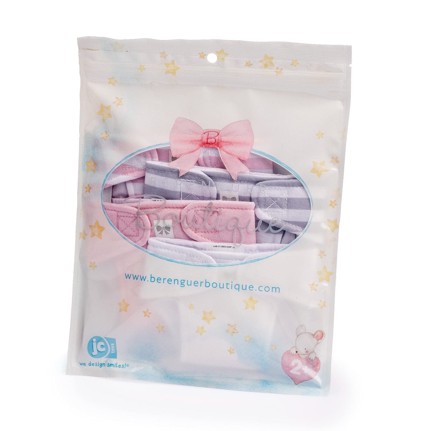 JC Toys Baby Doll 4 Pack Fabric Diapers | Washable, Reusable, Adjustable Eco Diapers | Fits Dolls 14 to 18 inch in Pink/White/Grey