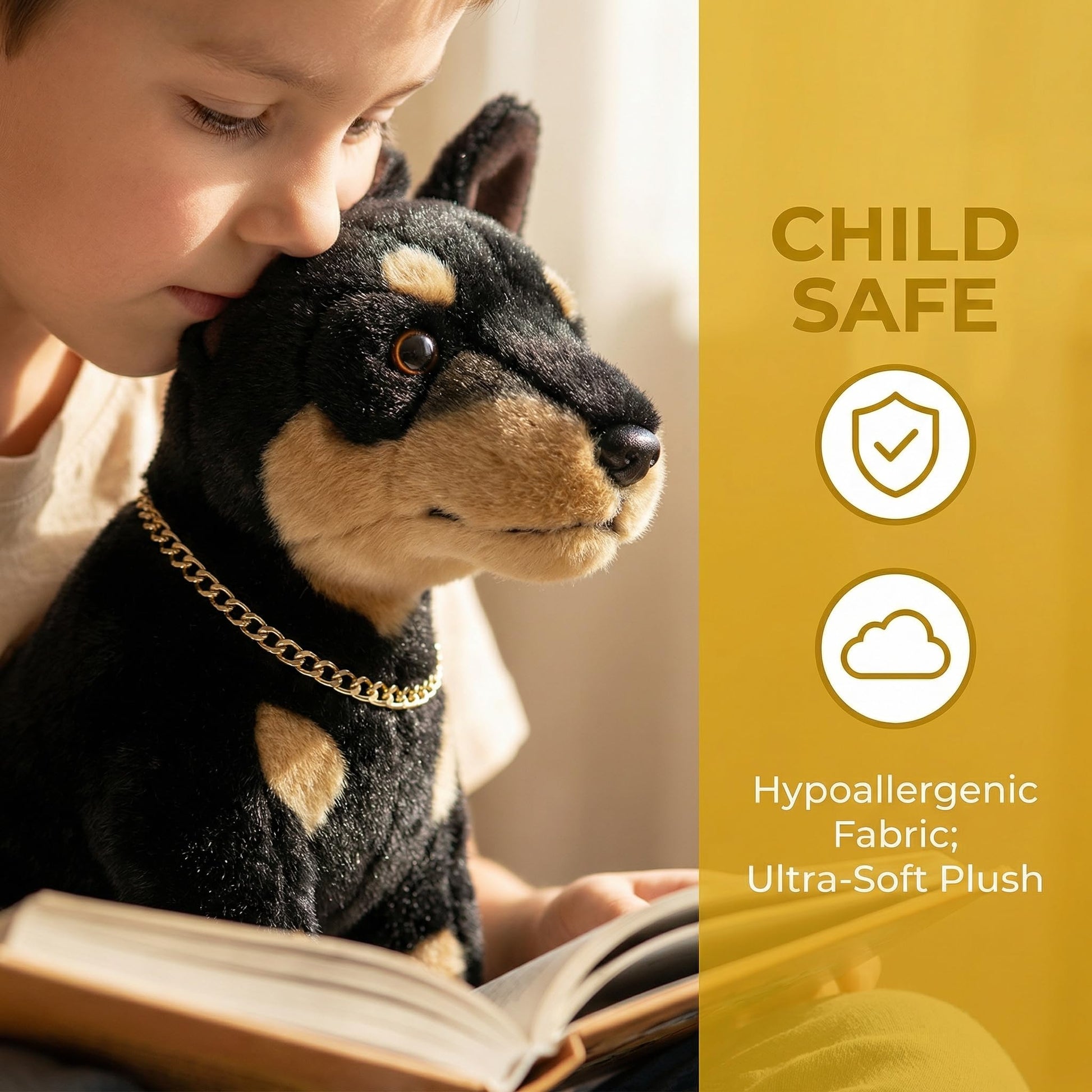 Double Bread Realistic Doberman Dog Plush Toy - Simulation 12" Standing Doberman Noble Pet Dog Stuffed Animal Puppy Model Toy, Unique Plush Gift