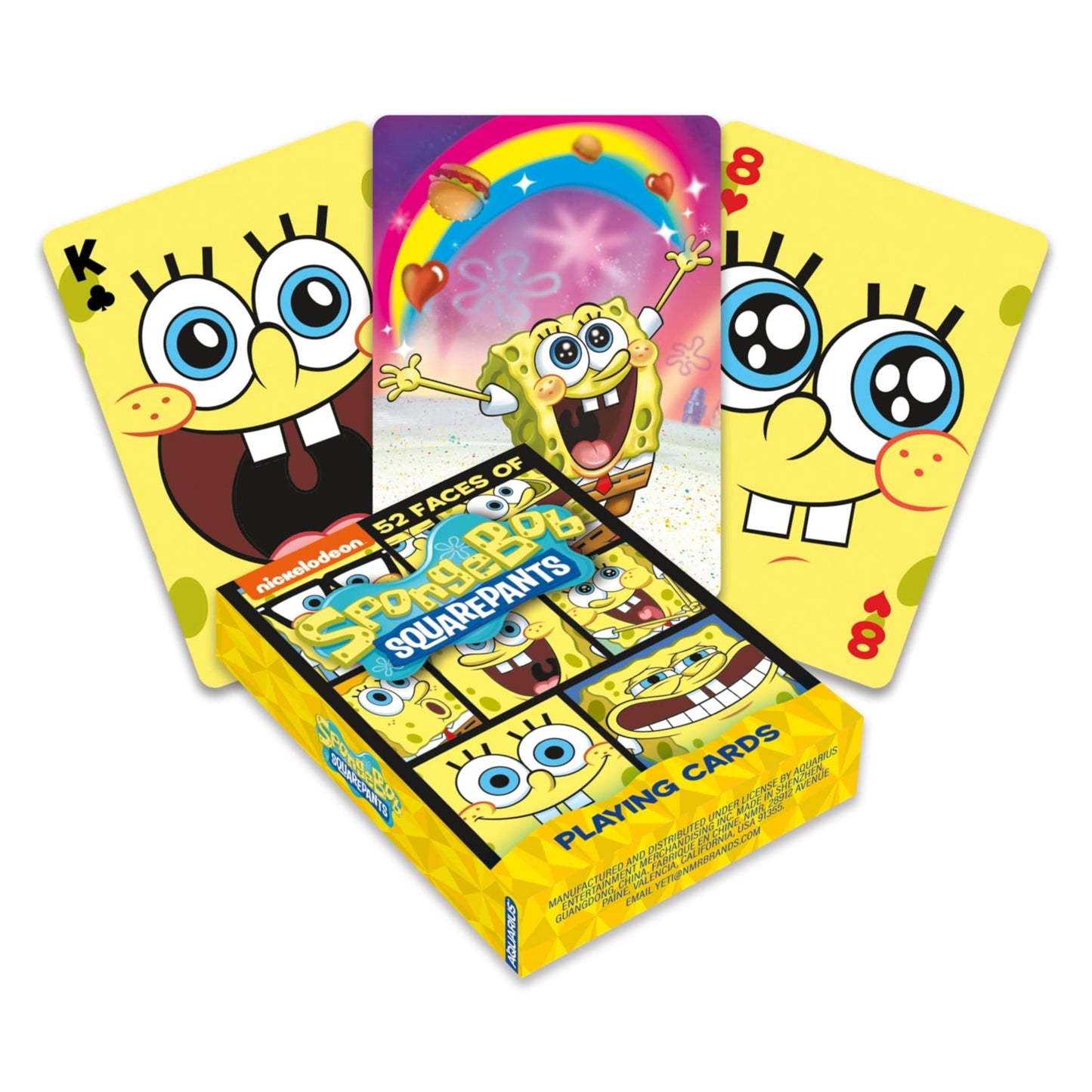 Aquarius Spongebob Faces Playing Cards Standard Size - Themed Novelty Deck with 52 Unique Expression Designs - Collectible Merchandise Gift for Teens