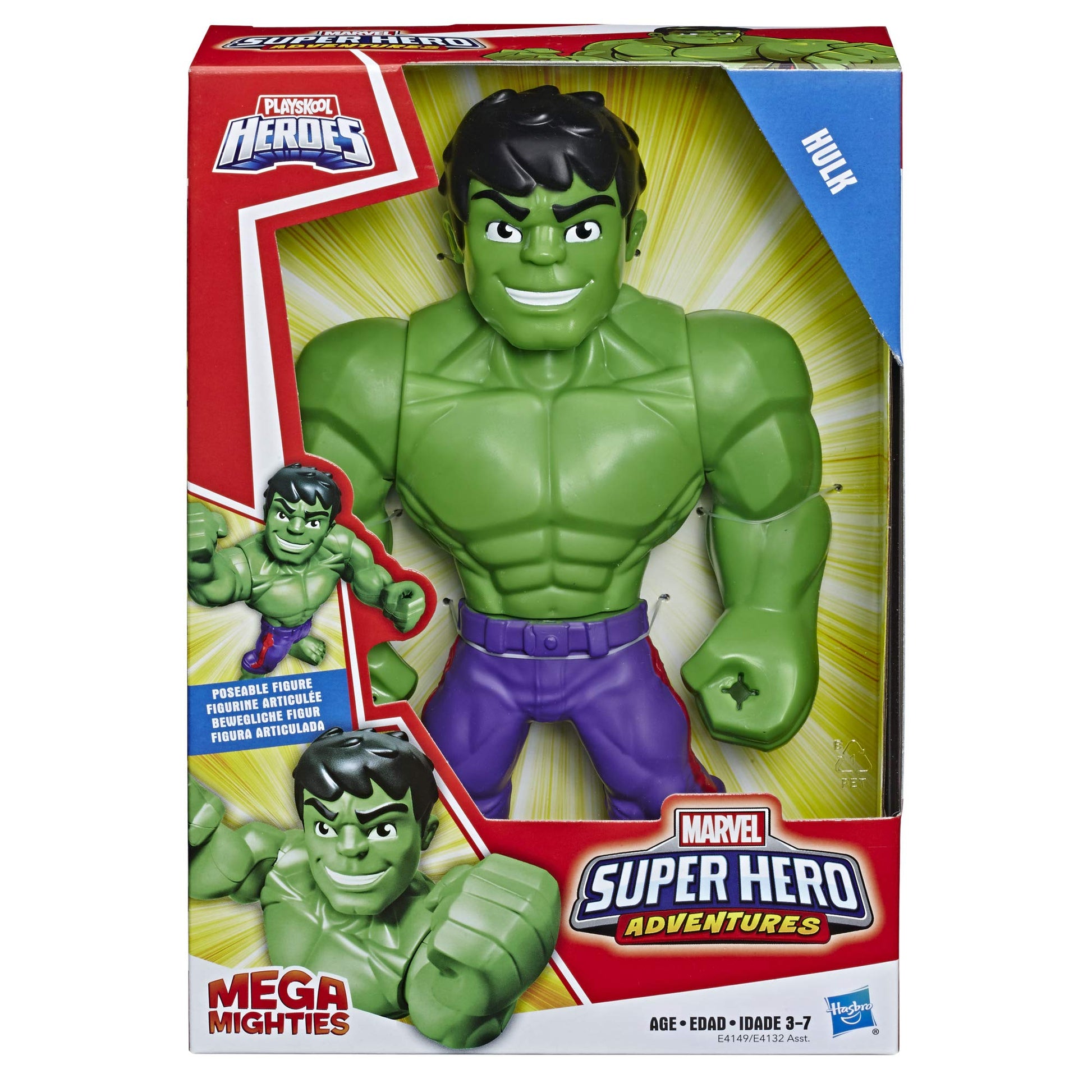 Playskool Heroes Marvel Super Hero Adventures Mega Mighties Hulk Collectible 10" Action Figure, Toys for Kids Ages 3 & Up