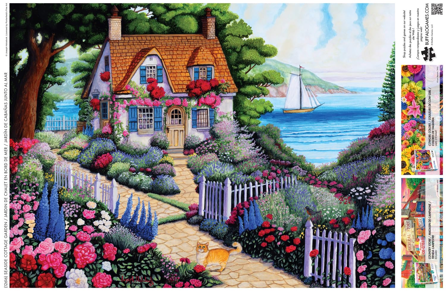 Buffalo Games Joseph Holodook, Seaside Cottage Garden, 1000 Piece Puzzle