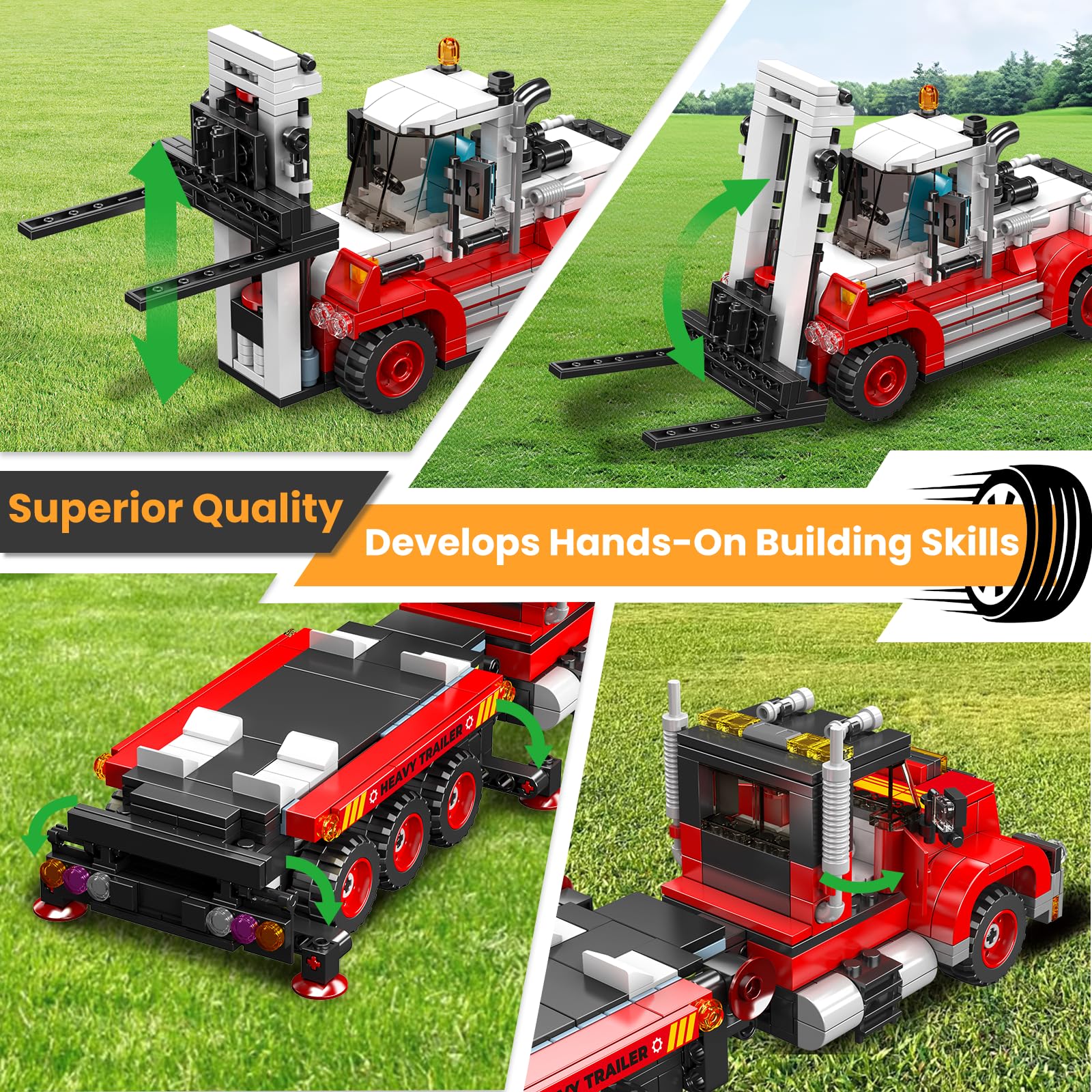 Mould King Semi Truck Trailer Building Block with Forklift, 906 PCS Sets