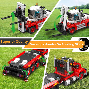Mould King Semi Truck Trailer Building Block with Forklift, 906 PCS Sets