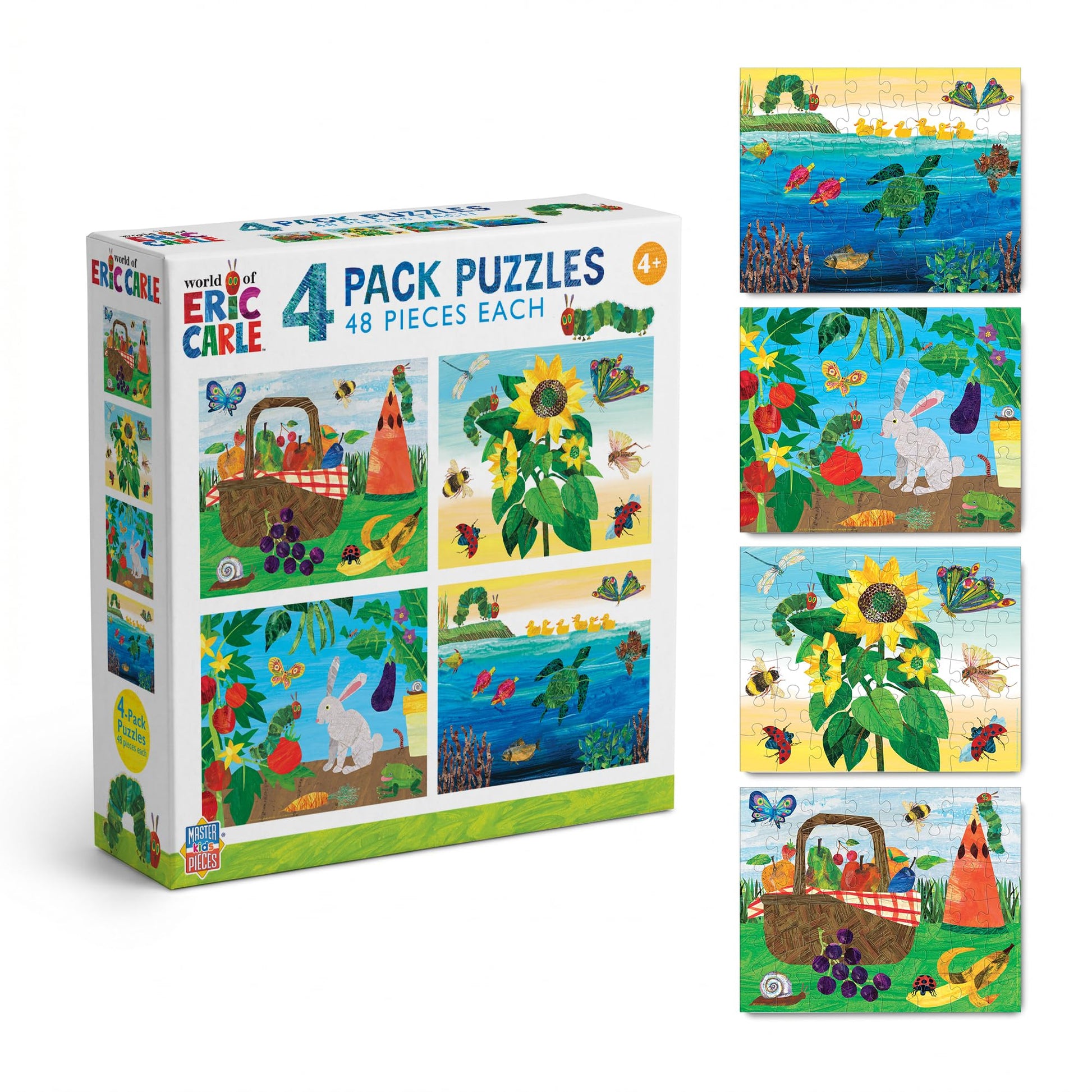 MasterPieces Eric Carle 4-Pack 100 Piece Jigsaw Puzzles - Jigsaw Puzzle with Vibrant Artwork and Durable Pieces - Fun Family Activity, Brain