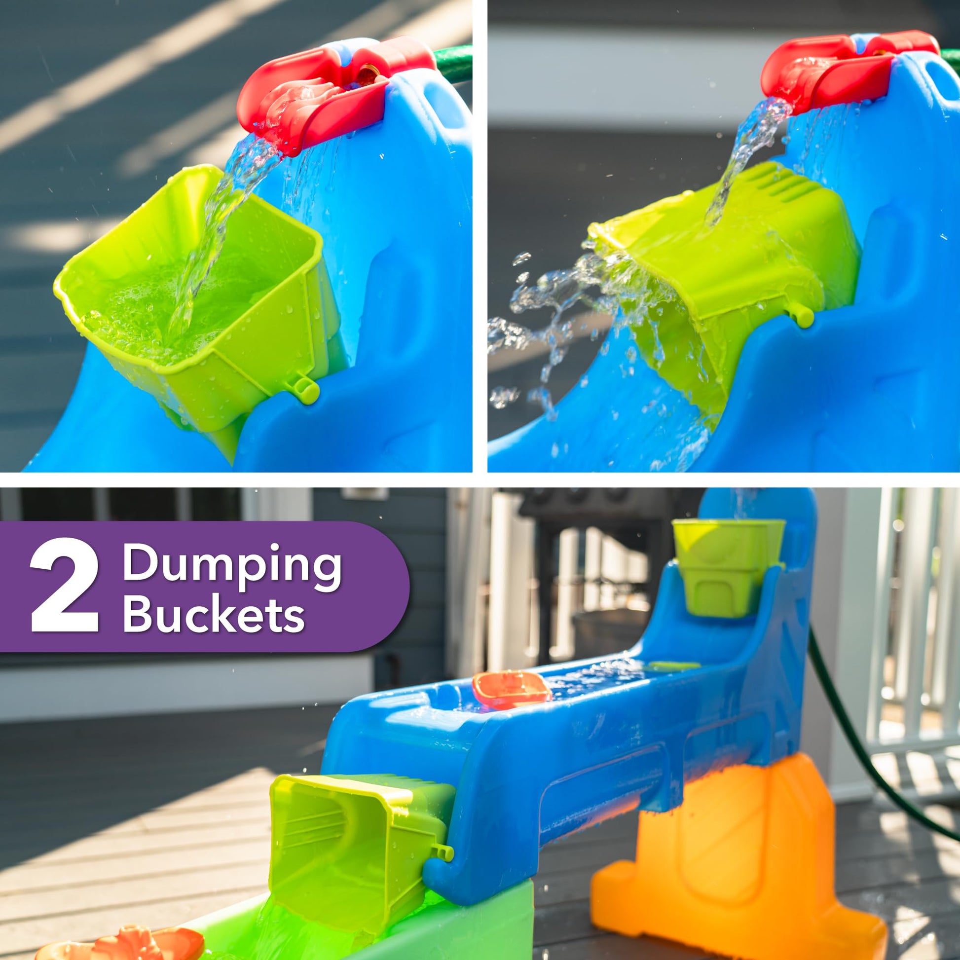 Simplay3 Rushing River Falls Multi-Level Outdoor Water Play Table, Expandable Splash Table for Toddlers and Kids Ages 1.5 to 6 - Includes 9
