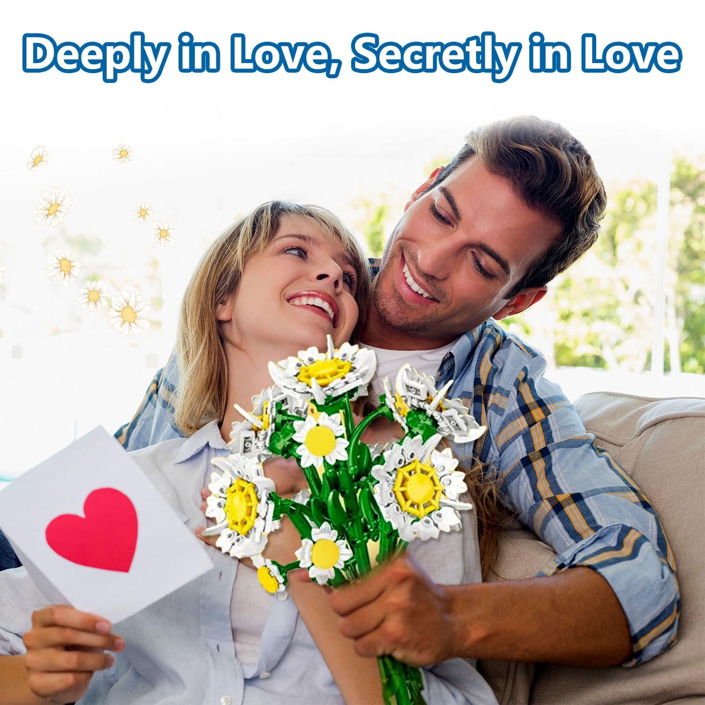 Daisy Building Set with Vase Compatible with Lego, 541PCS Flower Bouquet Building Sets for Adults, Artificial Flowers for Home Decor, Christmas