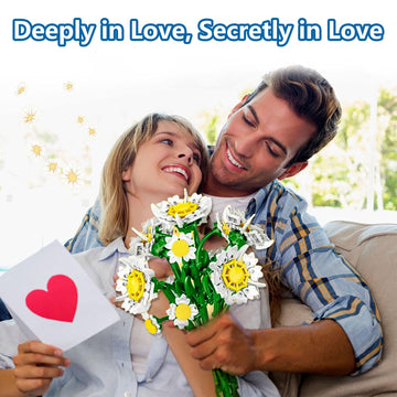Daisy Building Set with Vase Compatible with Lego, 541PCS Flower Bouquet Building Sets for Adults, Artificial Flowers for Home Decor, Christmas