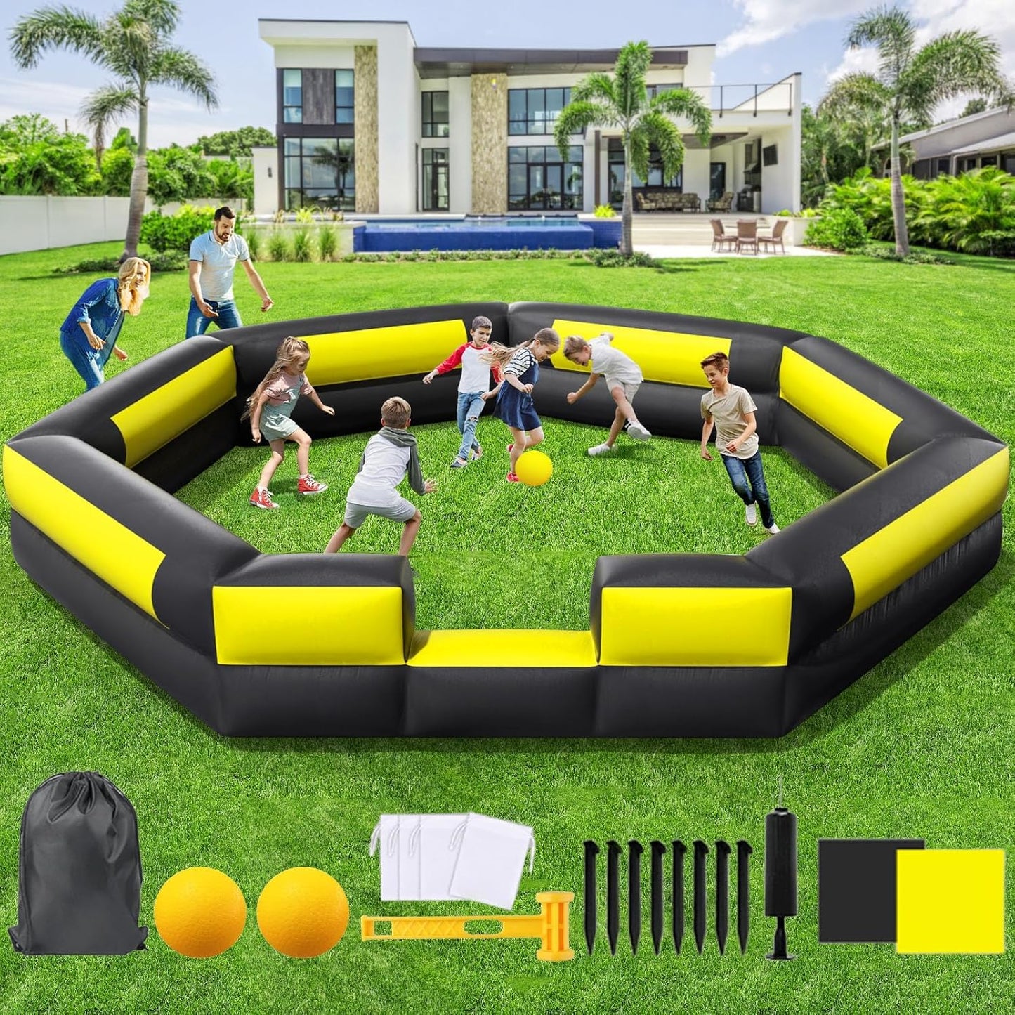 Inflatable Gaga Ball Pit 15FT, Portable Gaga Ball Pit Kit